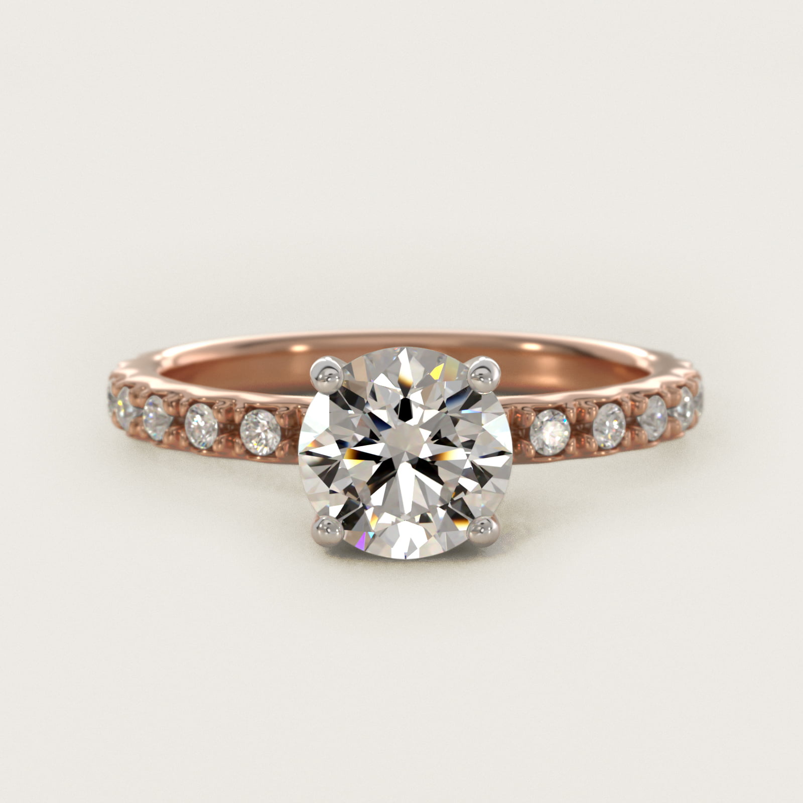 French Cut Pavé Diamond Engagement Ring In 14K Rose Gold By James Allen