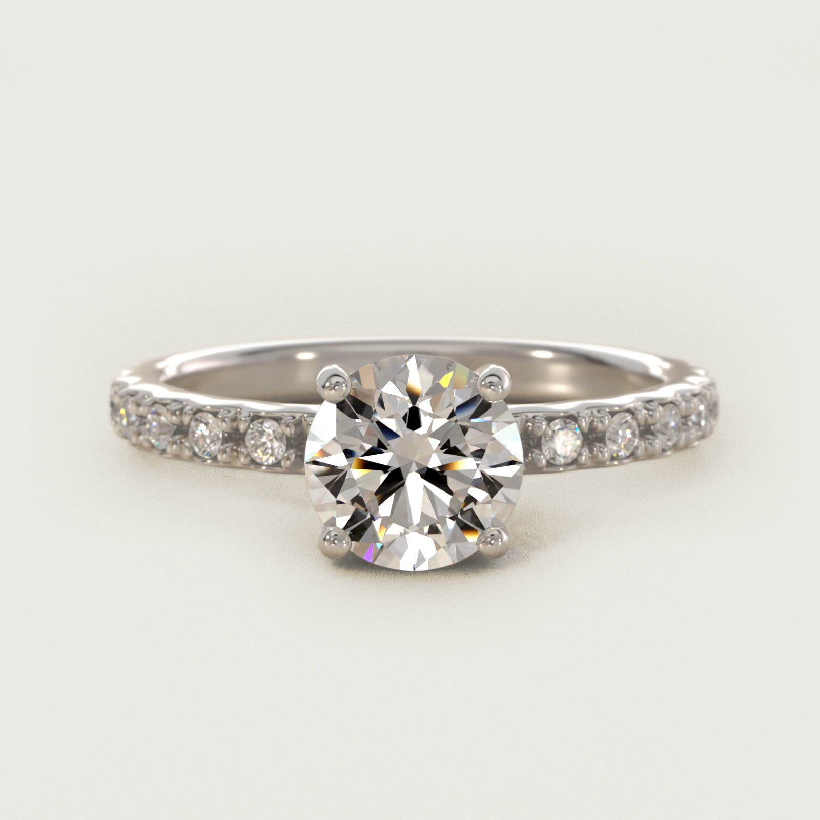 French Cut Pavé Lab-Grown Diamond Engagement Ring In 18K White Gold By James Allen