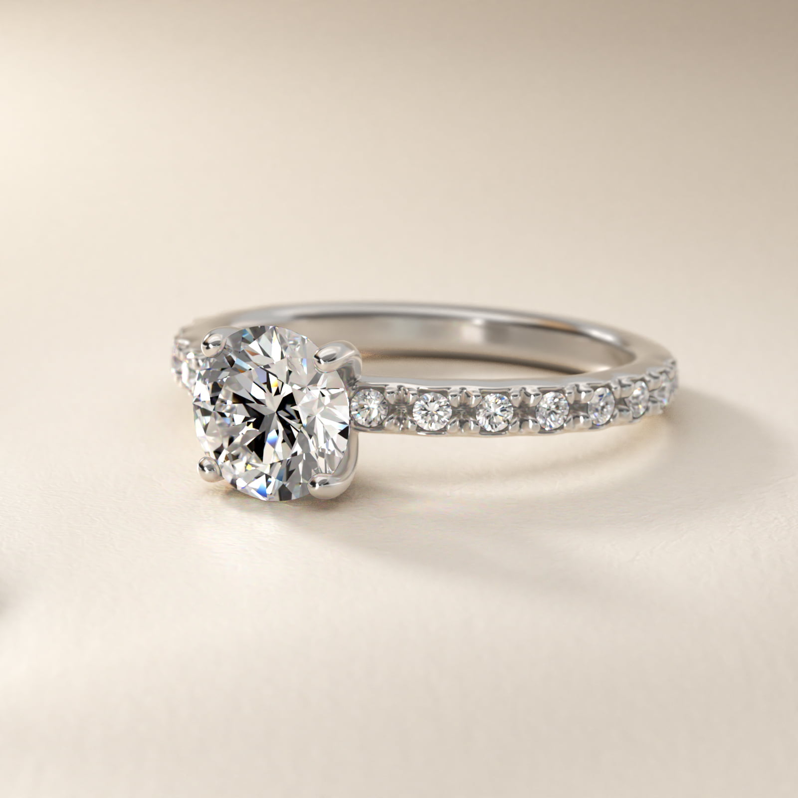 French Cut Pavé Diamond Engagement Ring In 14K White Gold By James Allen
