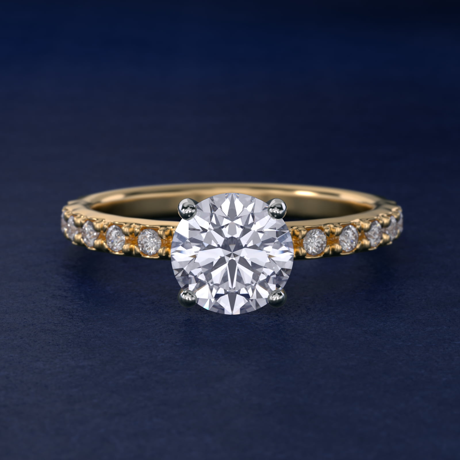 French Cut Pavé Lab-Grown Diamond Engagement Ring In 14K Yellow Gold By James Allen