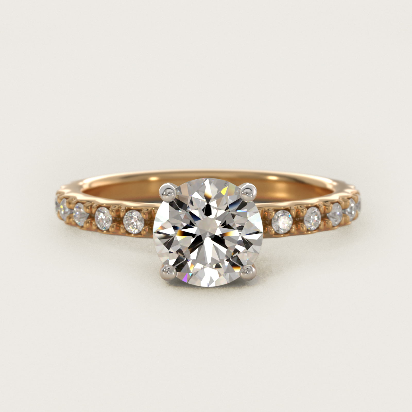 French Cut Pavé Diamond Engagement Ring In 18K Yellow Gold By James Allen