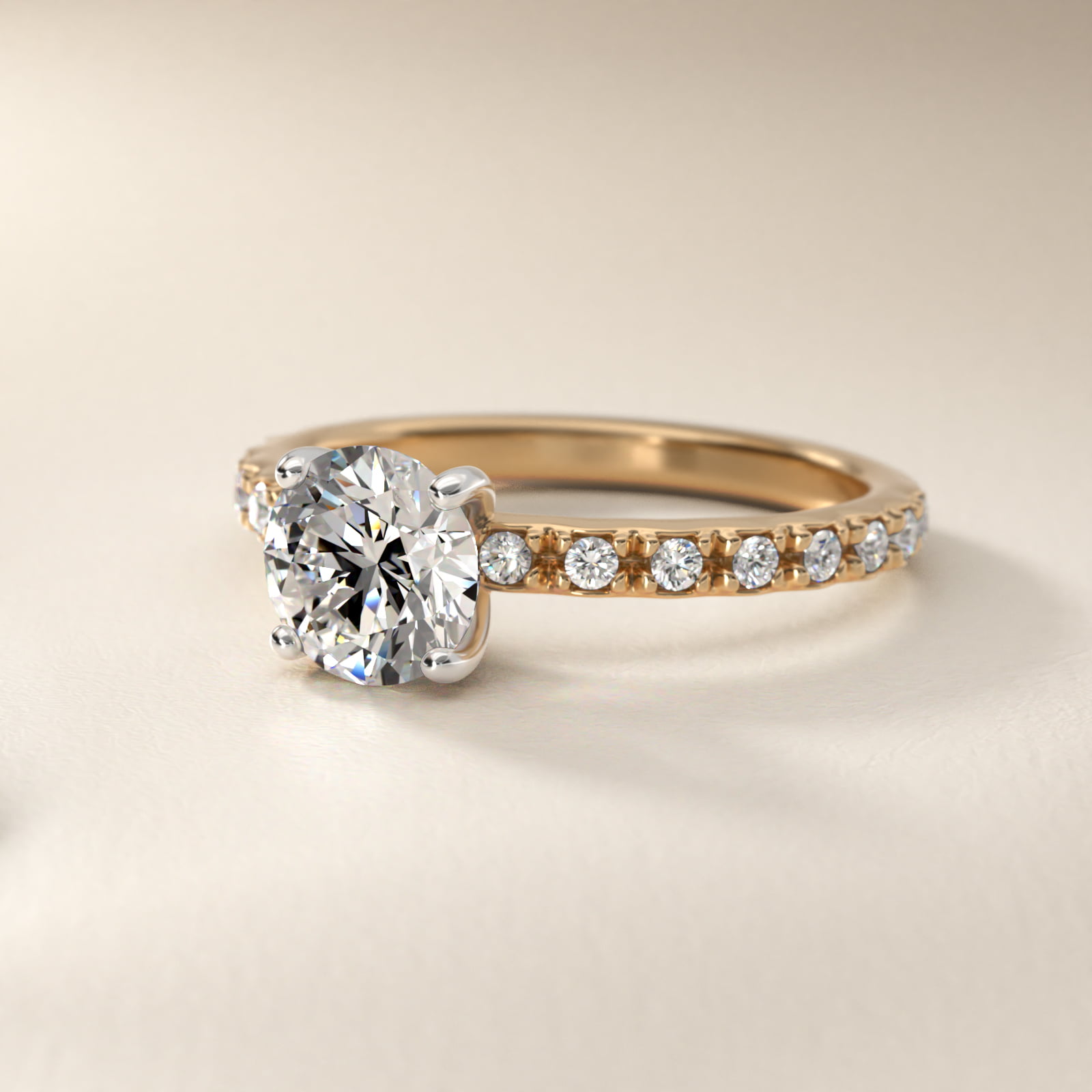 French Cut Pavé Diamond Engagement Ring In 14K Yellow Gold By James Allen