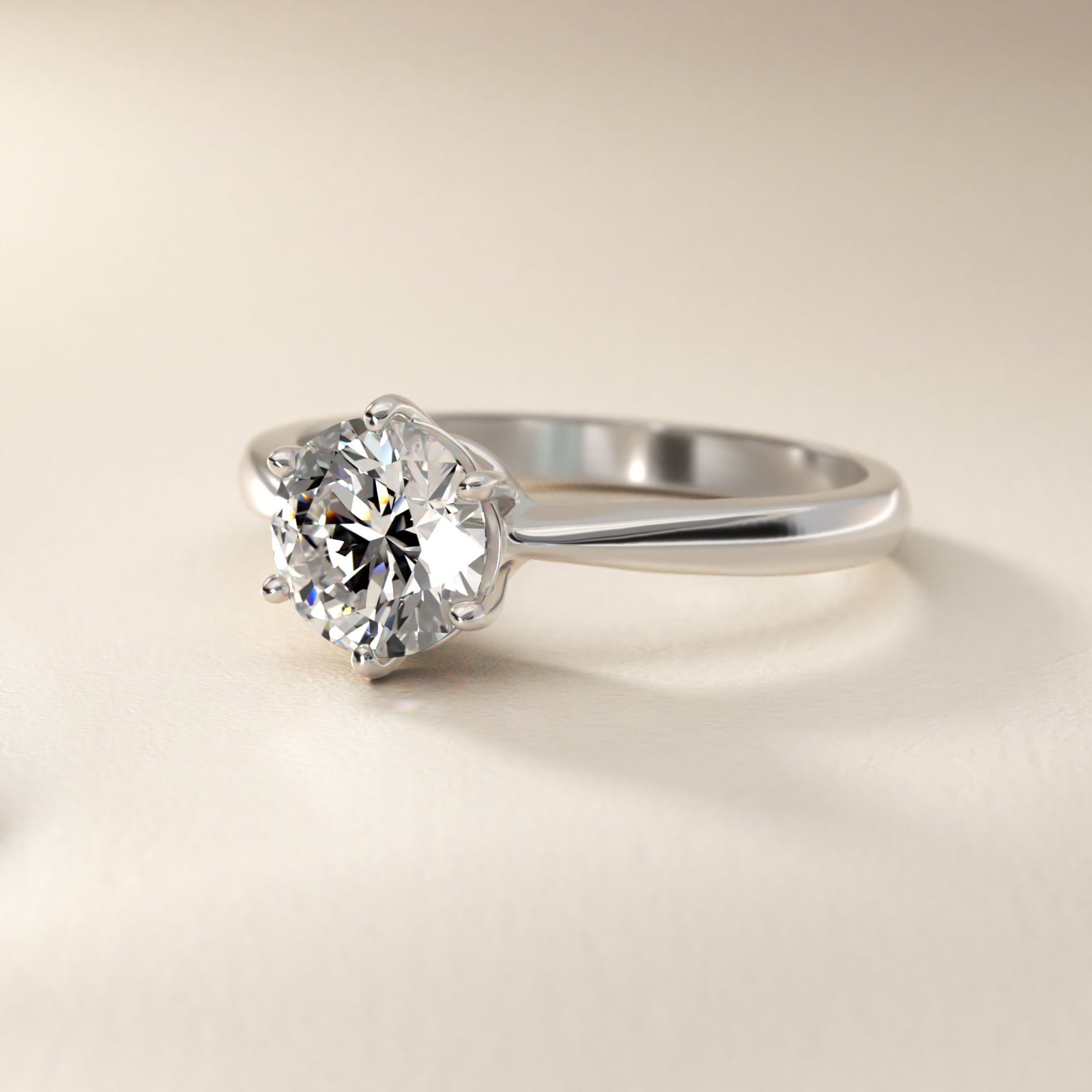 Six Prong Solitaire Engagement Ring With Wire Basket In 14K White Gold By James Allen