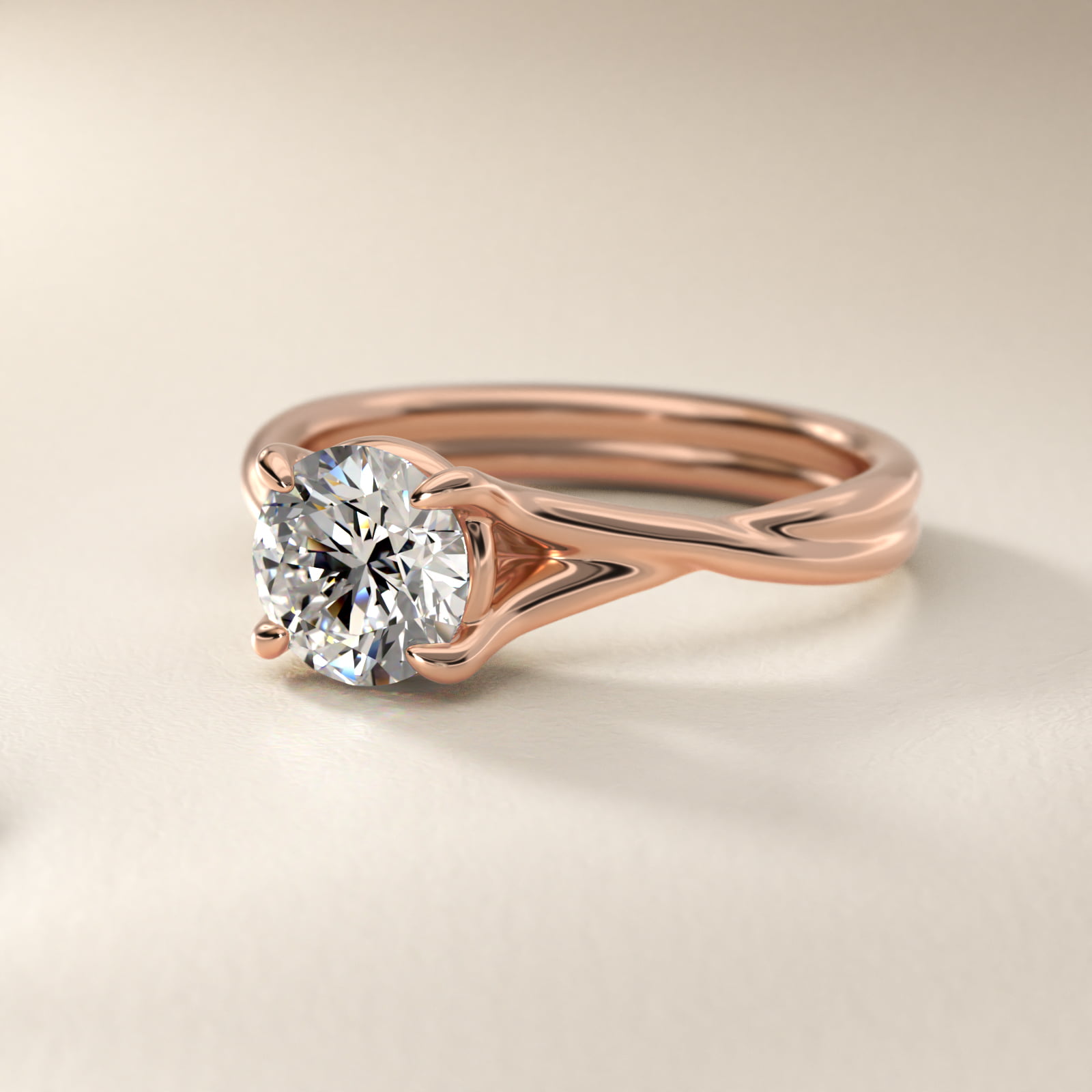 Twisted Shank Contemporary Solitaire Engagement Ring In 14K Rose Gold By James Allen