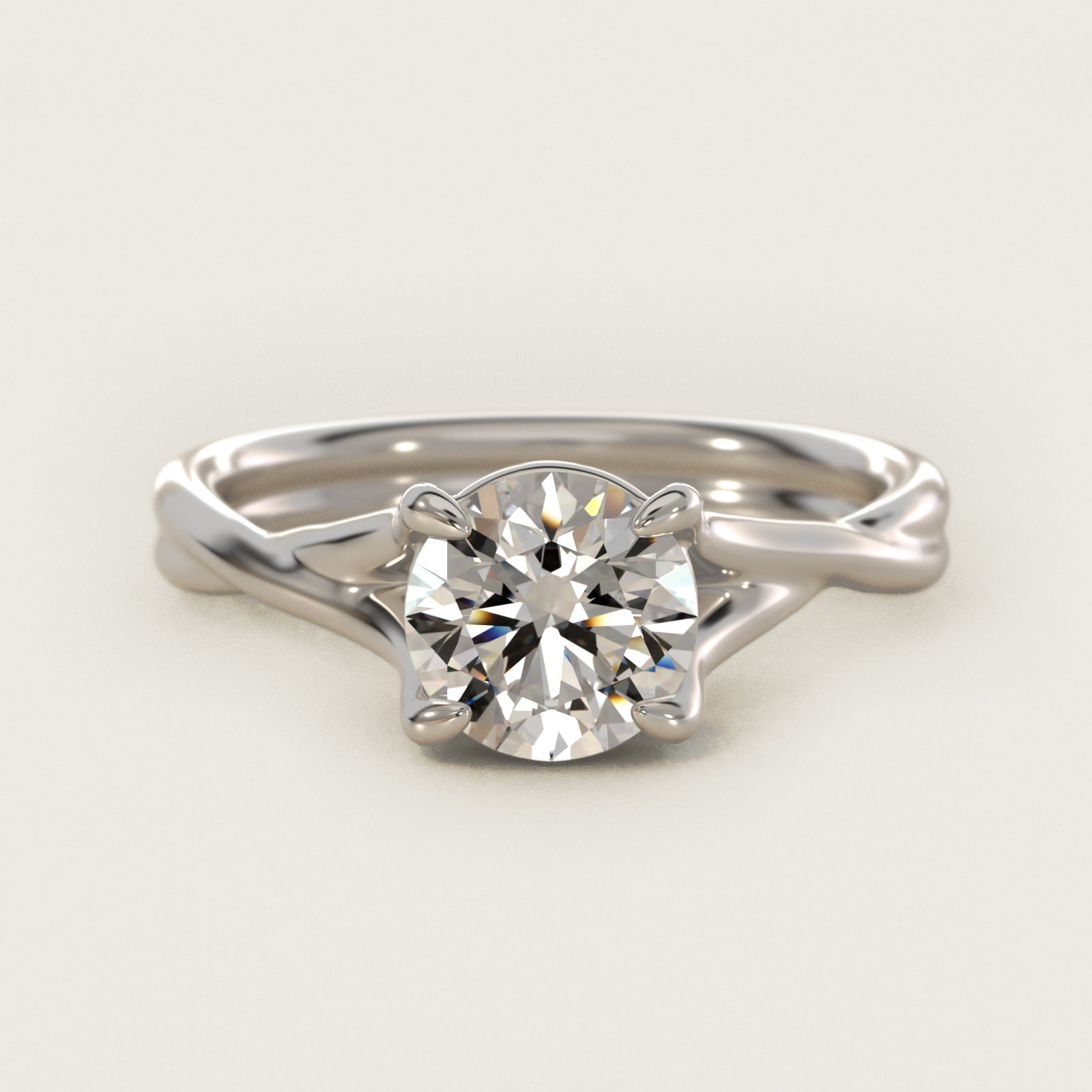 Twisted Shank Contemporary Solitaire Engagement Ring In 18K White Gold By James Allen