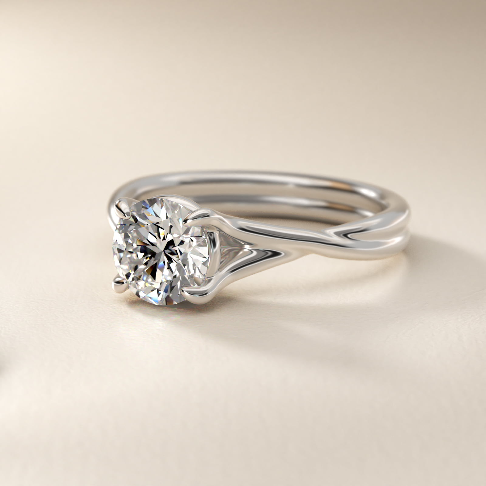 Twisted Shank Contemporary Solitaire Engagement Ring In 14K White Gold By James Allen