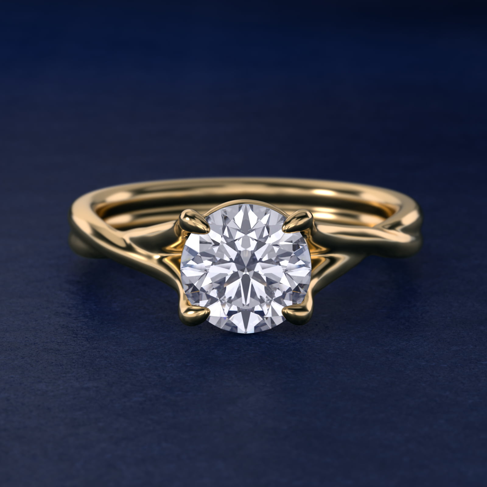 Twisted Shank Contemporary Solitaire Engagement Ring In 18K Yellow Gold By James Allen