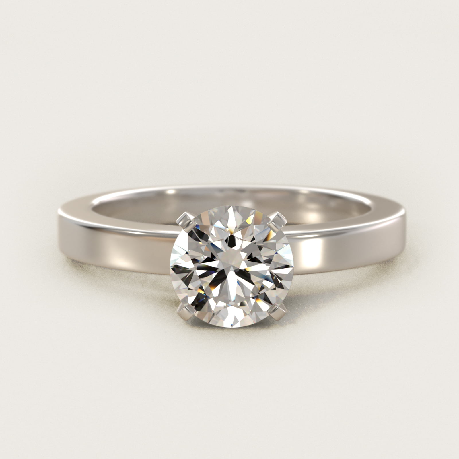 Flat Edge Solitaire Engagement Ring In 14K White Gold By James Allen