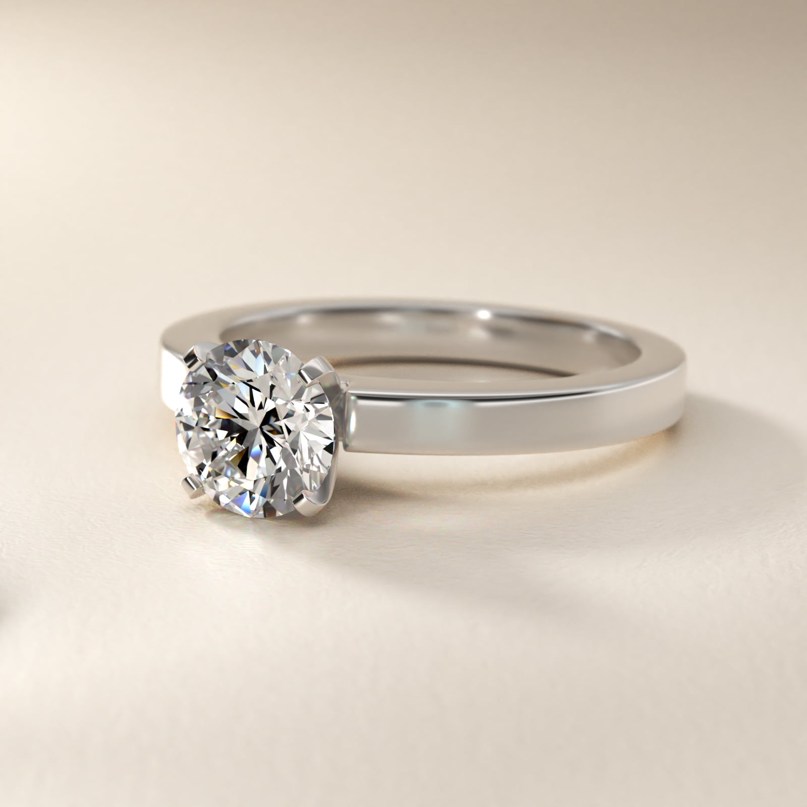 Flat Edge Solitaire Engagement Ring In 18K White Gold By James Allen