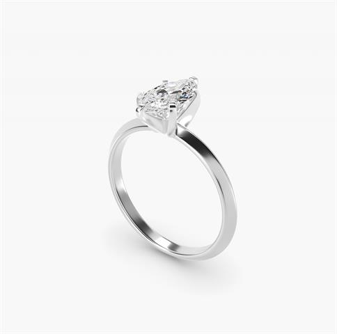 Knife Edge Solitaire setting in 14k white gold, shown with a marquise diamond