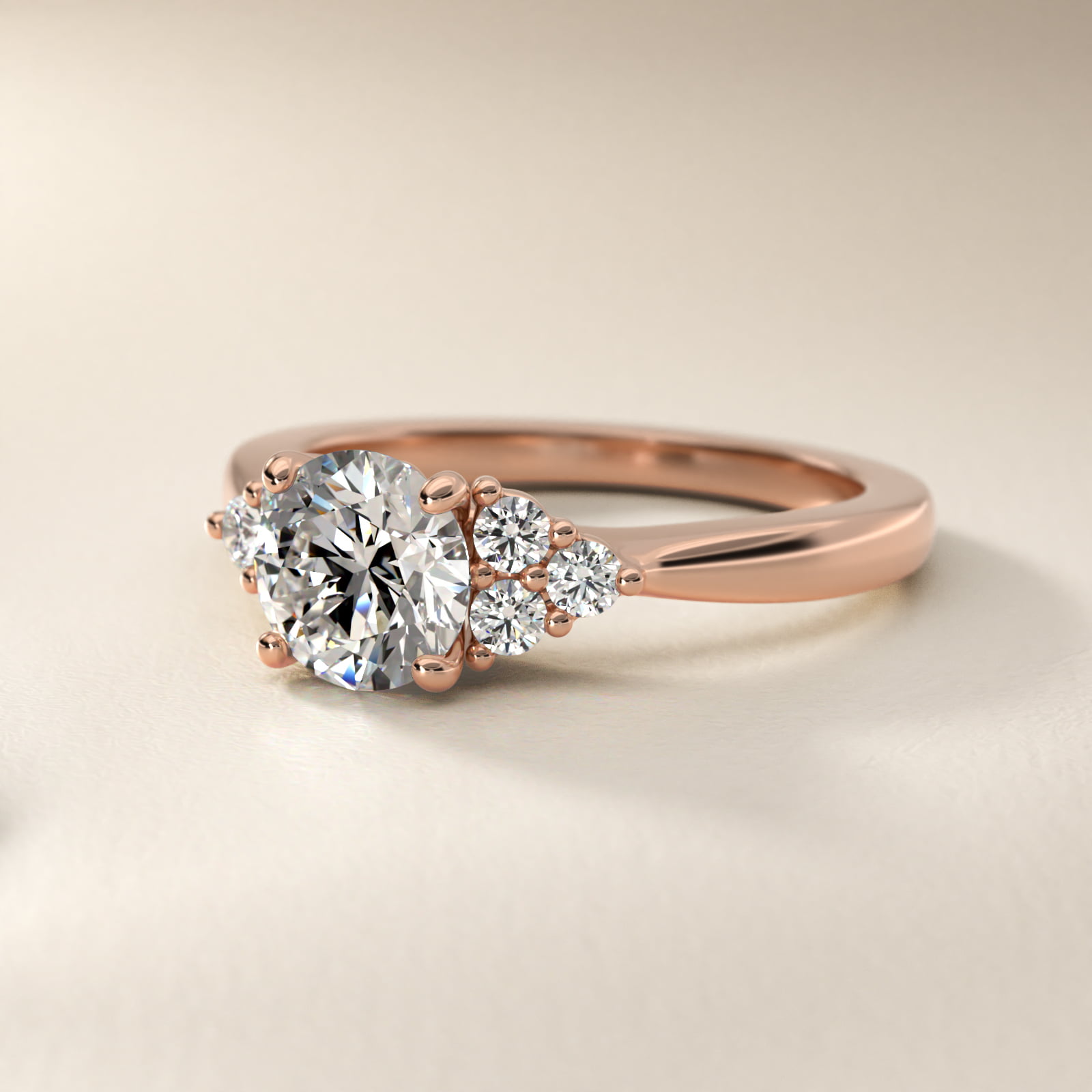 Triple Side Stone Diamond Engagement Ring In 14K Rose Gold By James Allen