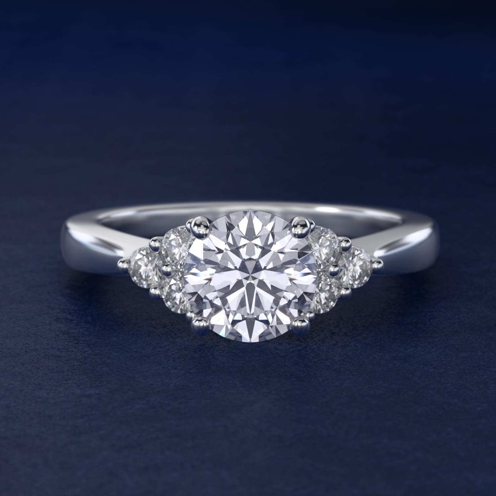 Triple Side Stone Diamond Engagement Ring In Platinum By James Allen
