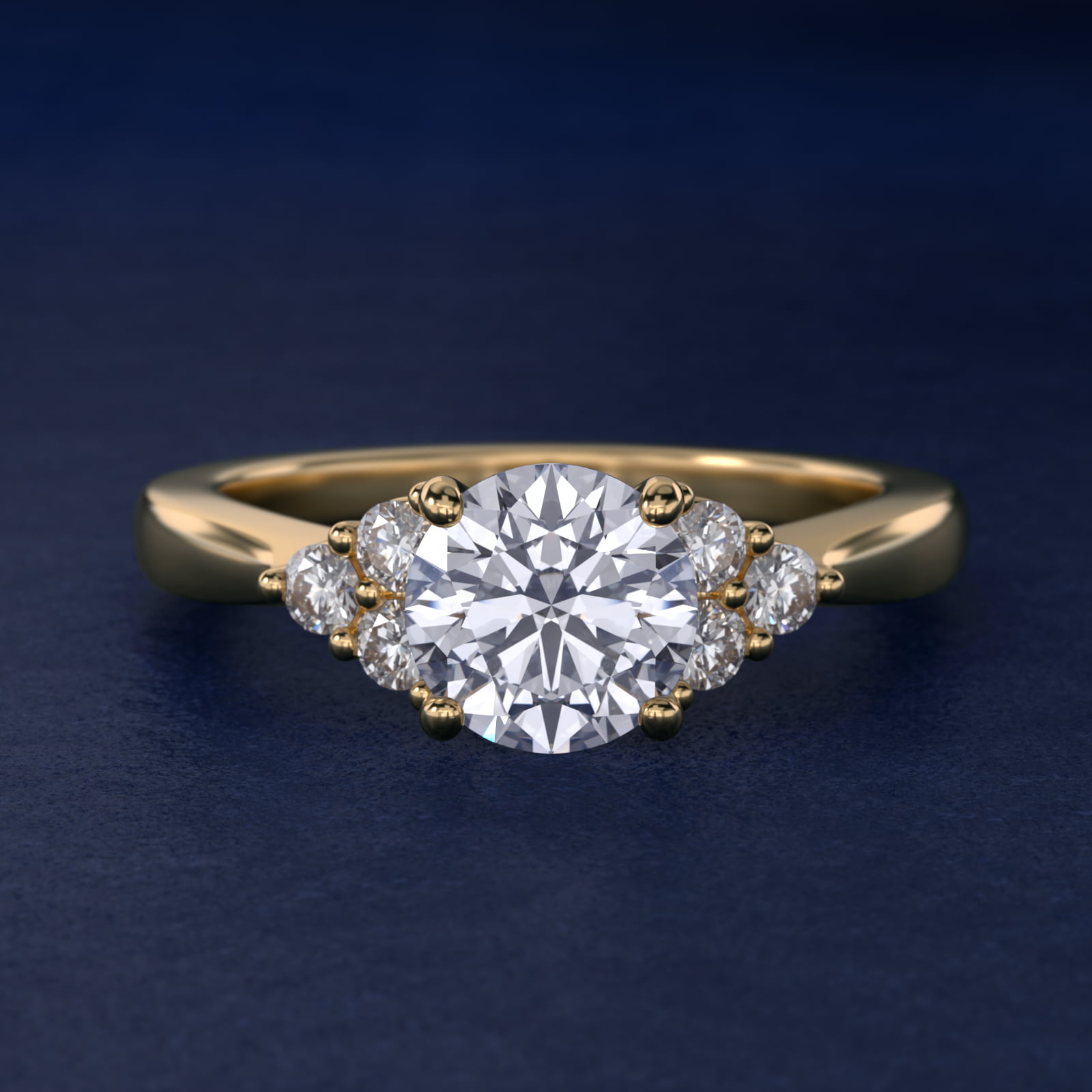Triple Side Stone Diamond Engagement Ring In 18K Yellow Gold By James Allen