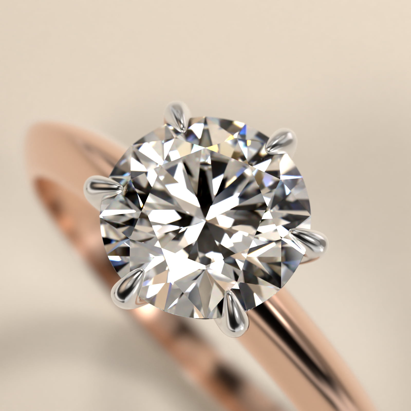 Knife Edge Six Prong Solitaire Engagement Ring In 14K Rose Gold By James Allen