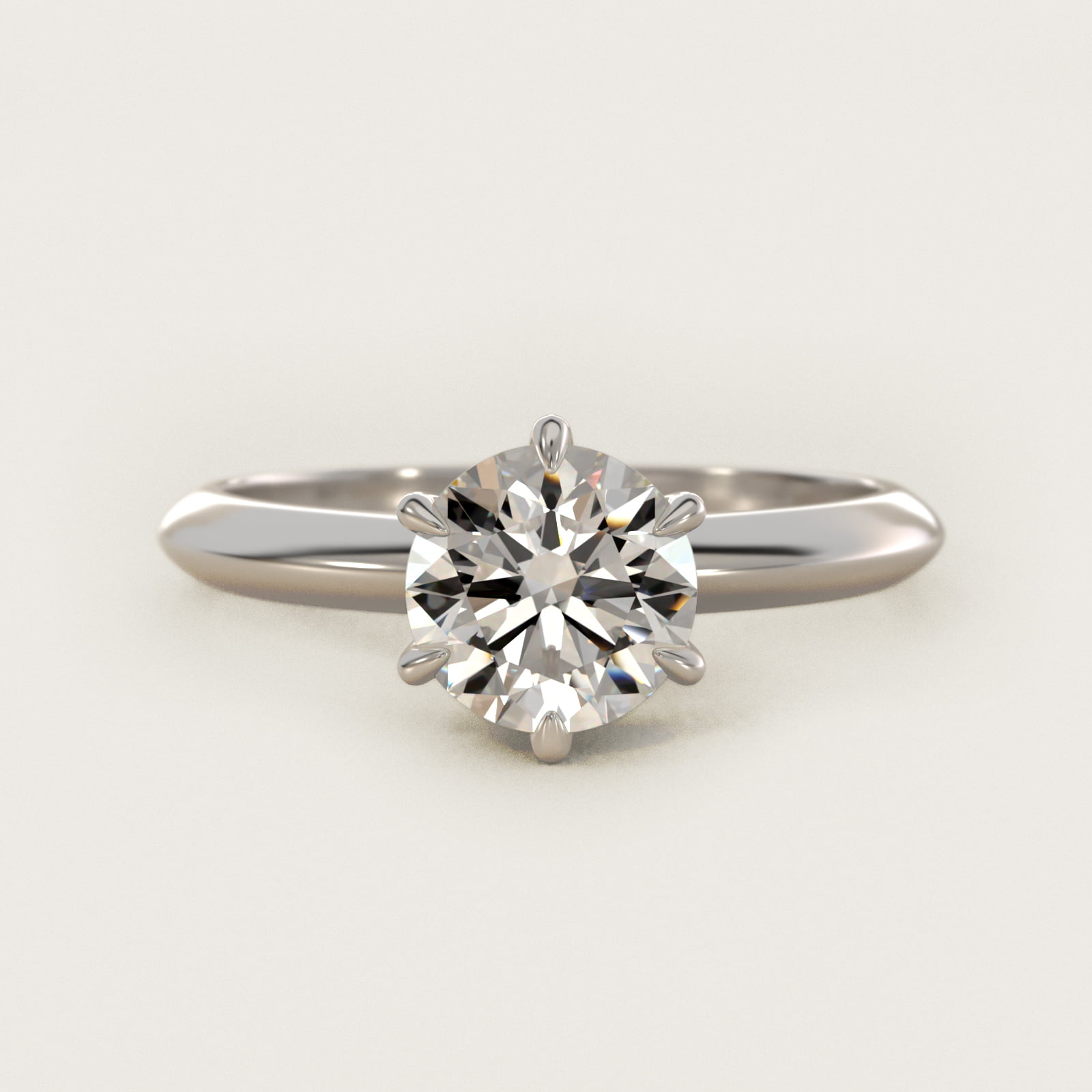 Knife Edge Six Prong Solitaire Engagement Ring In 18K White Gold By James Allen