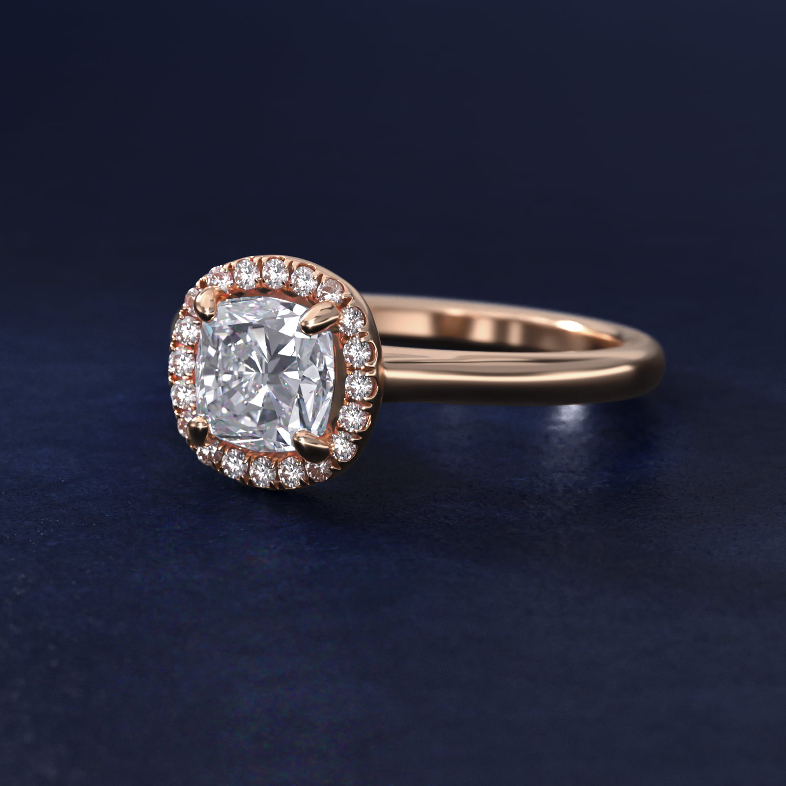 Pavé Diamond Halo Engagement Ring In 14K Rose Gold (Cushion, Emerald, Radiant) By James Allen