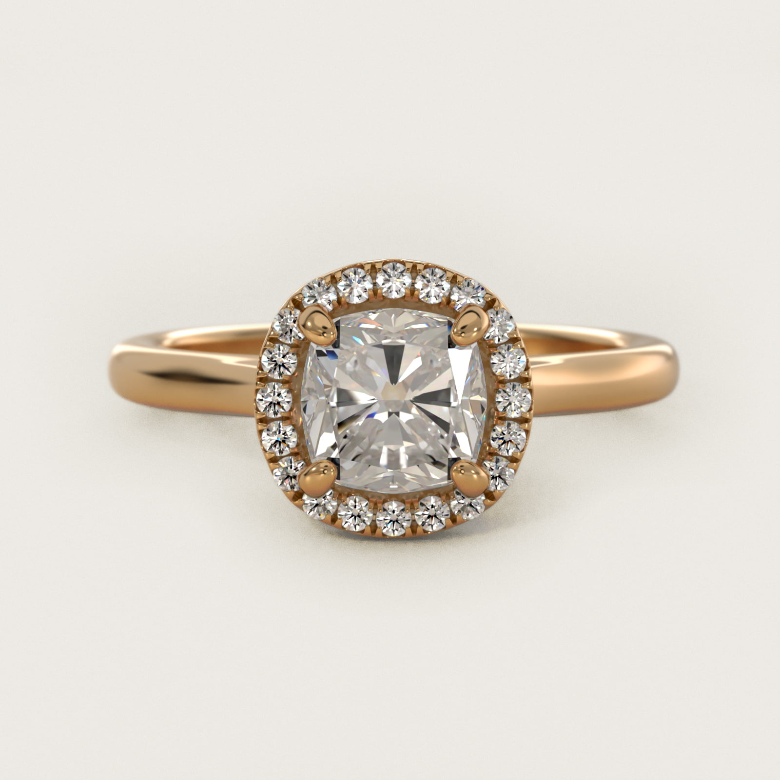 Pavé Diamond Halo Engagement Ring In 18K Yellow Gold (Cushion, Emerald, Radiant) By James Allen
