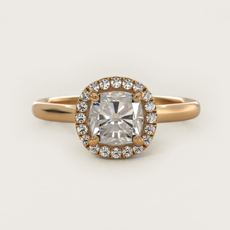 Pavé Diamond Halo Engagement Ring In 18K Yellow Gold (Cushion, Emerald, Radiant) By James Allen