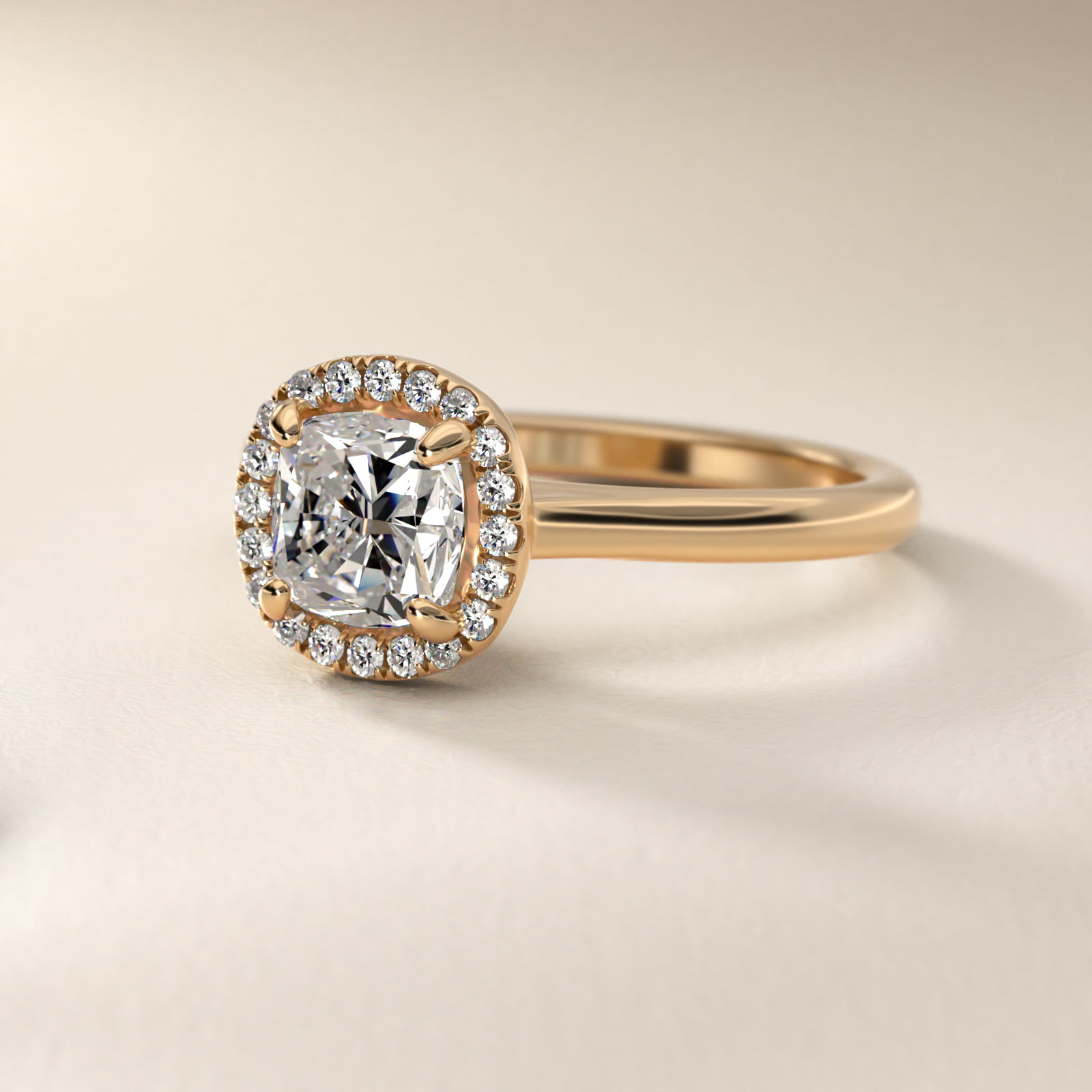 Pavé Diamond Halo Engagement Ring In 14K Yellow Gold (Cushion, Emerald, Radiant) By James Allen