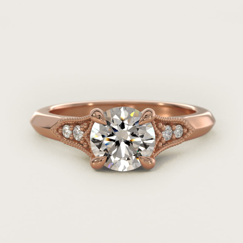 Art Deco Inspired Fleur-De-Lis Pavé Vintage-Style Engagement Ring In 14K Rose Gold By James Allen