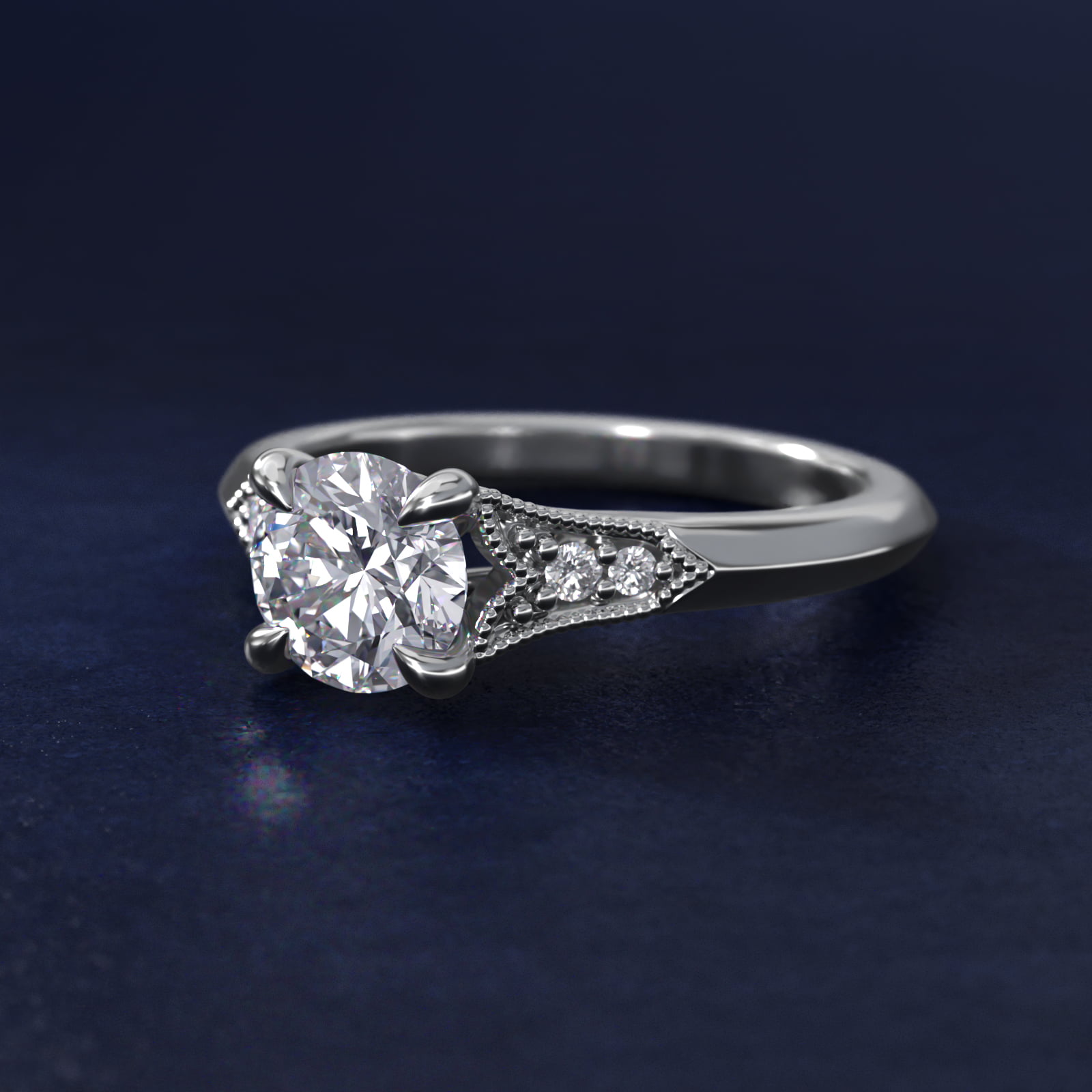 Art Deco Inspired Fleur-De-Lis Pavé Vintage-Style Engagement Ring In 14K White Gold By James Allen