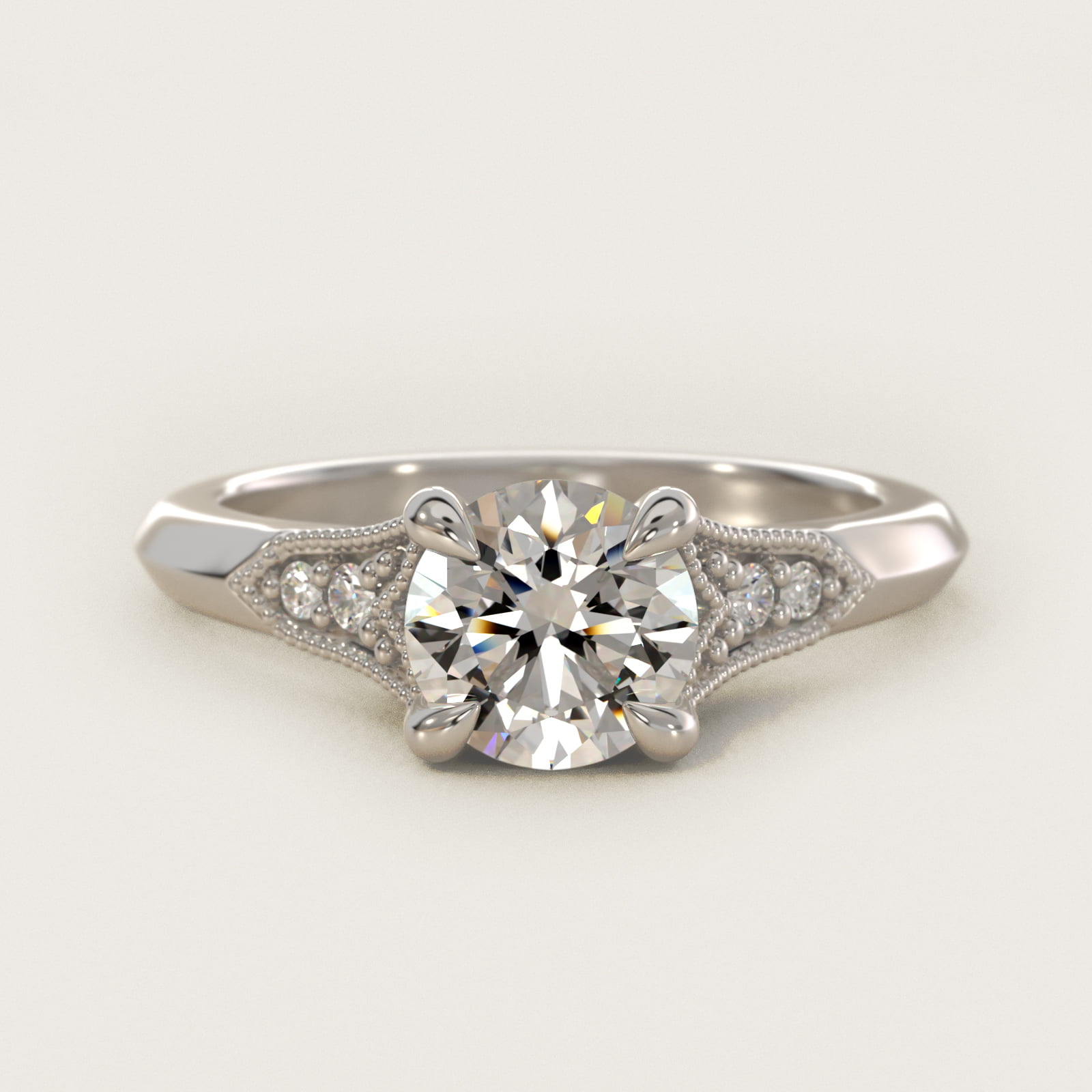Art Deco Inspired Fleur-De-Lis Pavé Vintage-Style Engagement Ring In Platinum By James Allen