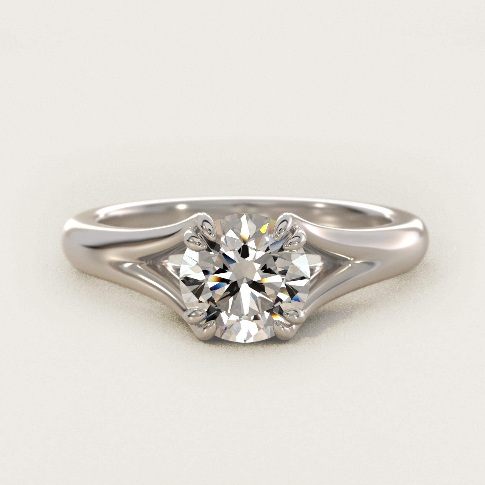 Split Shank Double Claw Solitaire Engagement Ring In 14K White Gold By James Allen