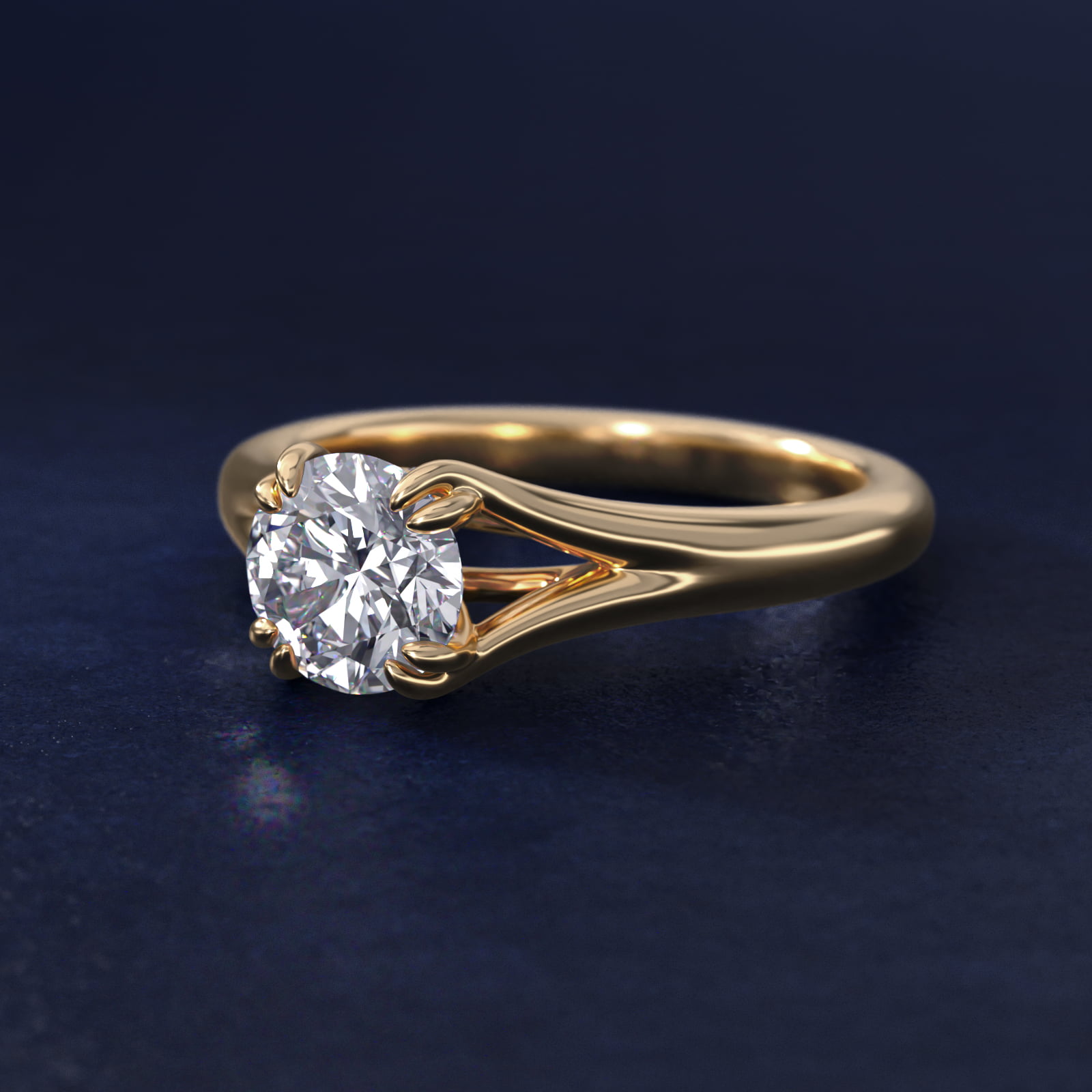 Split Shank Double Claw Solitaire Engagement Ring In 14K Yellow Gold By James Allen