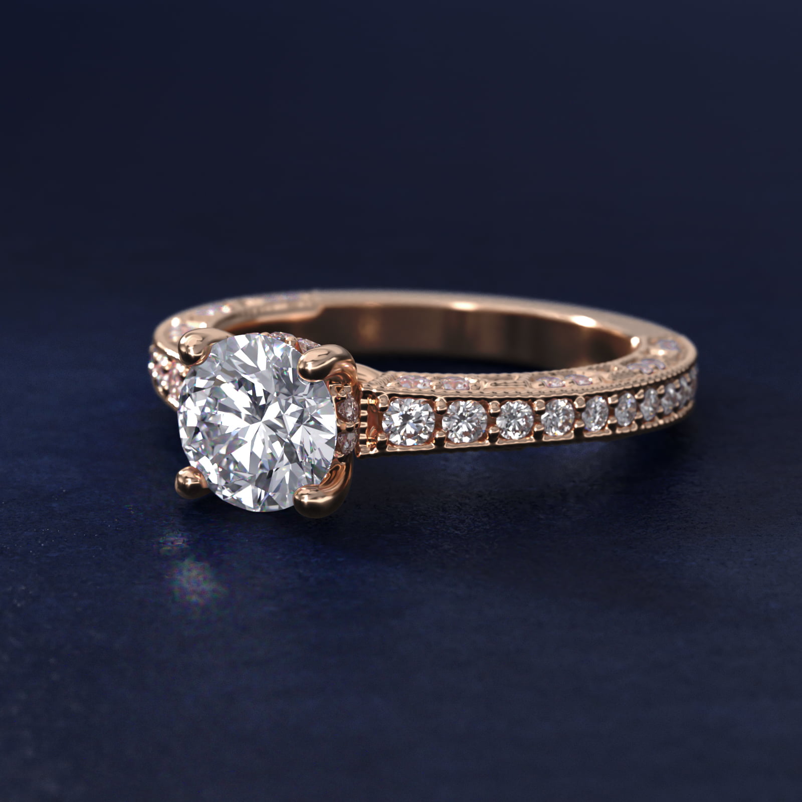Milgrain Lace Pavé Vintage-Style Engagement Ring In 14K Rose Gold By James Allen