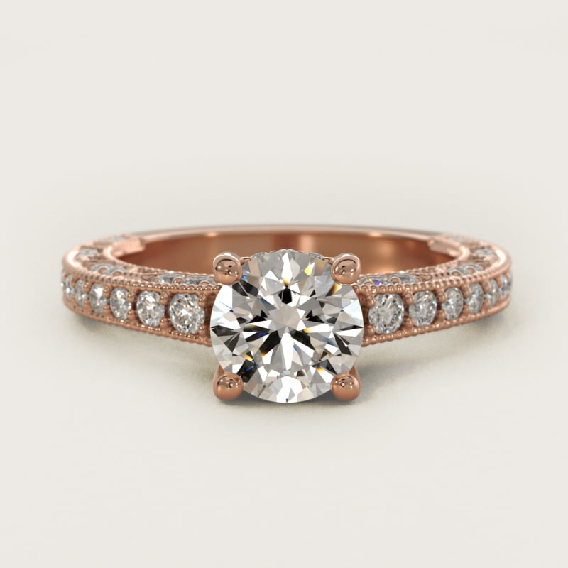 Milgrain Lace Pavé Vintage-Style Engagement Ring In 14K Rose Gold By James Allen