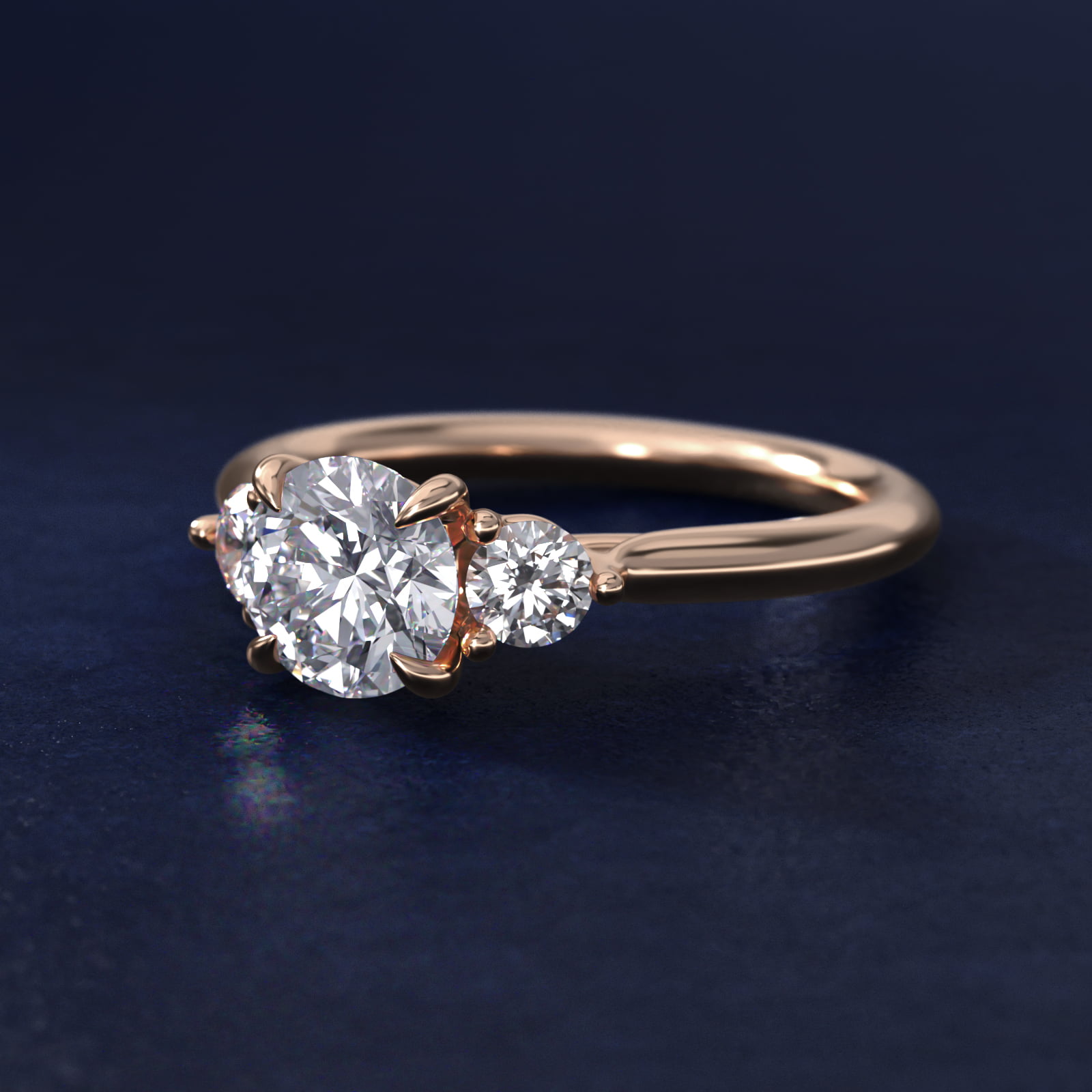 Classic Round Diamond Three Stone Engagement Ring In 14K Rose Gold By James Allen