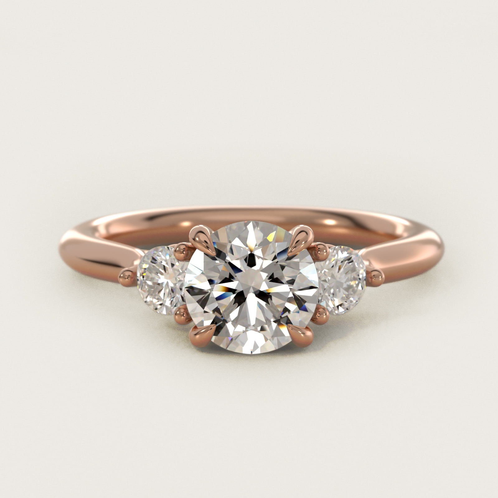 Classic Round Lab-Grown Diamond Three Stone Engagement Ring In 14K Rose Gold By James Allen