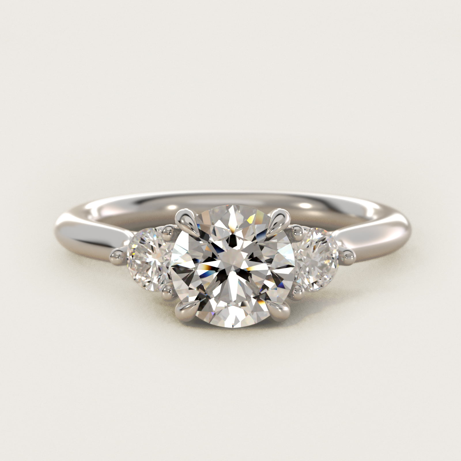Classic Round Diamond Three Stone Engagement Ring In 14K White Gold By James Allen