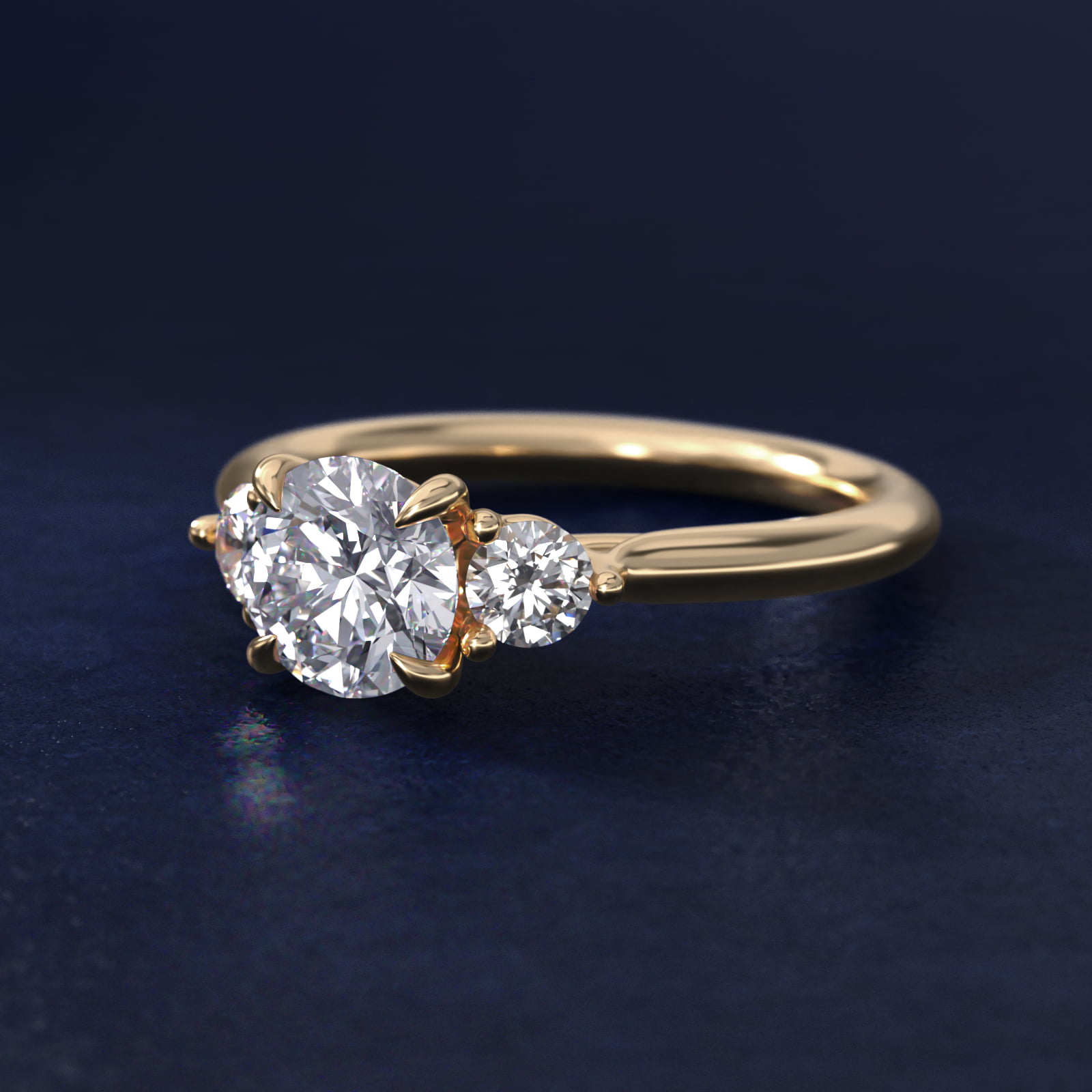 Classic Round Lab-Grown Diamond Three Stone Engagement Ring In 18K Yellow Gold By James Allen