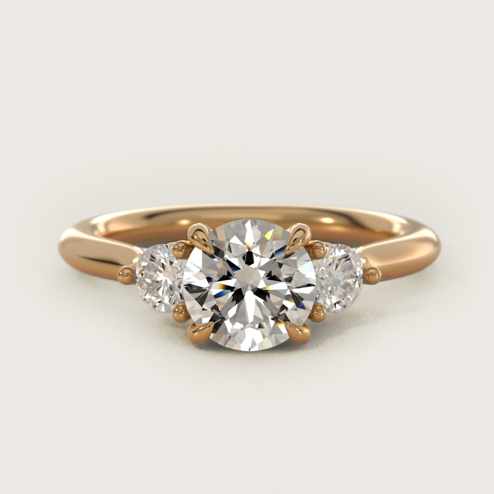 Classic Round Diamond Three Stone Engagement Ring In 18K Yellow Gold By James Allen