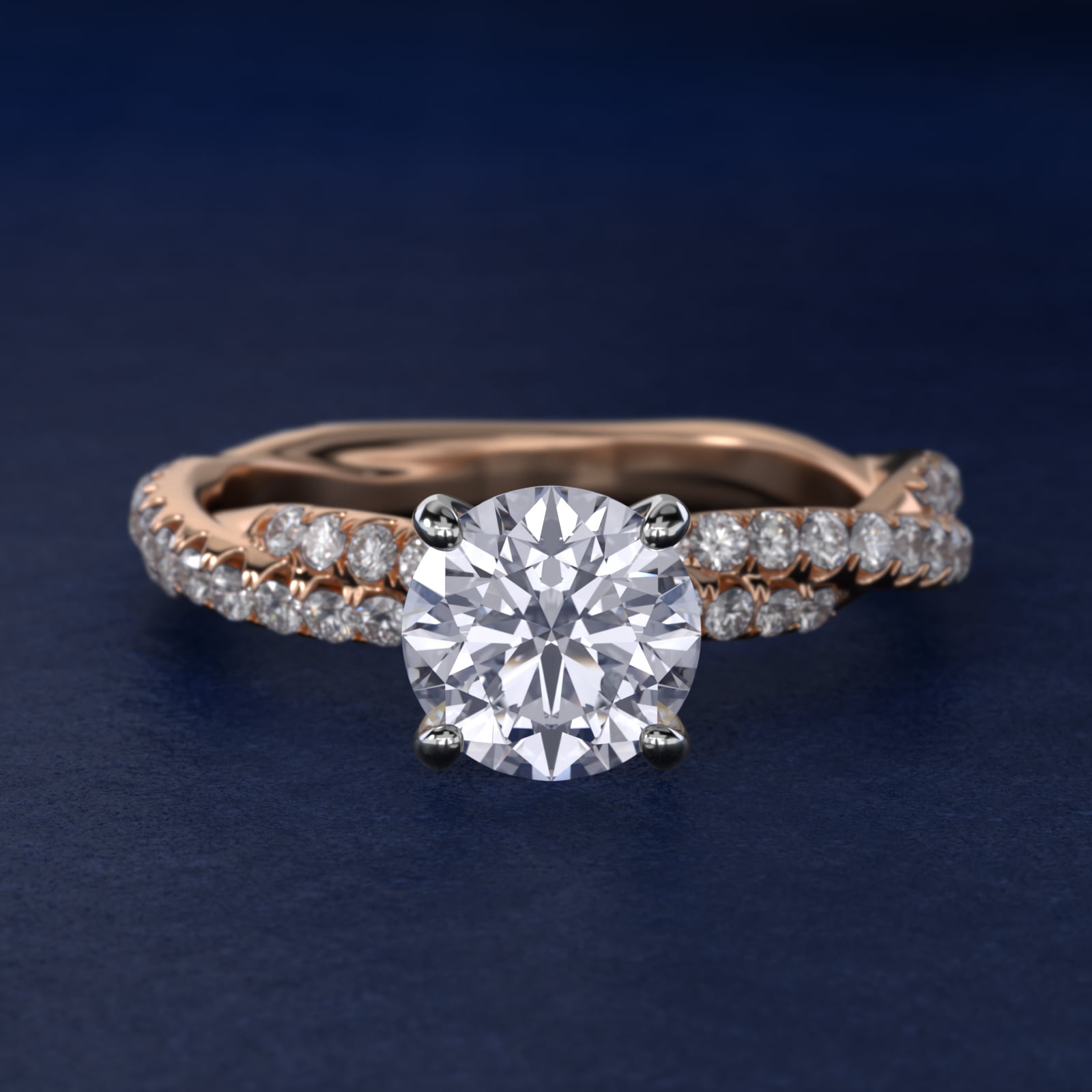 Pavé Twist Diamond Engagement Ring In 14K Rose Gold By James Allen