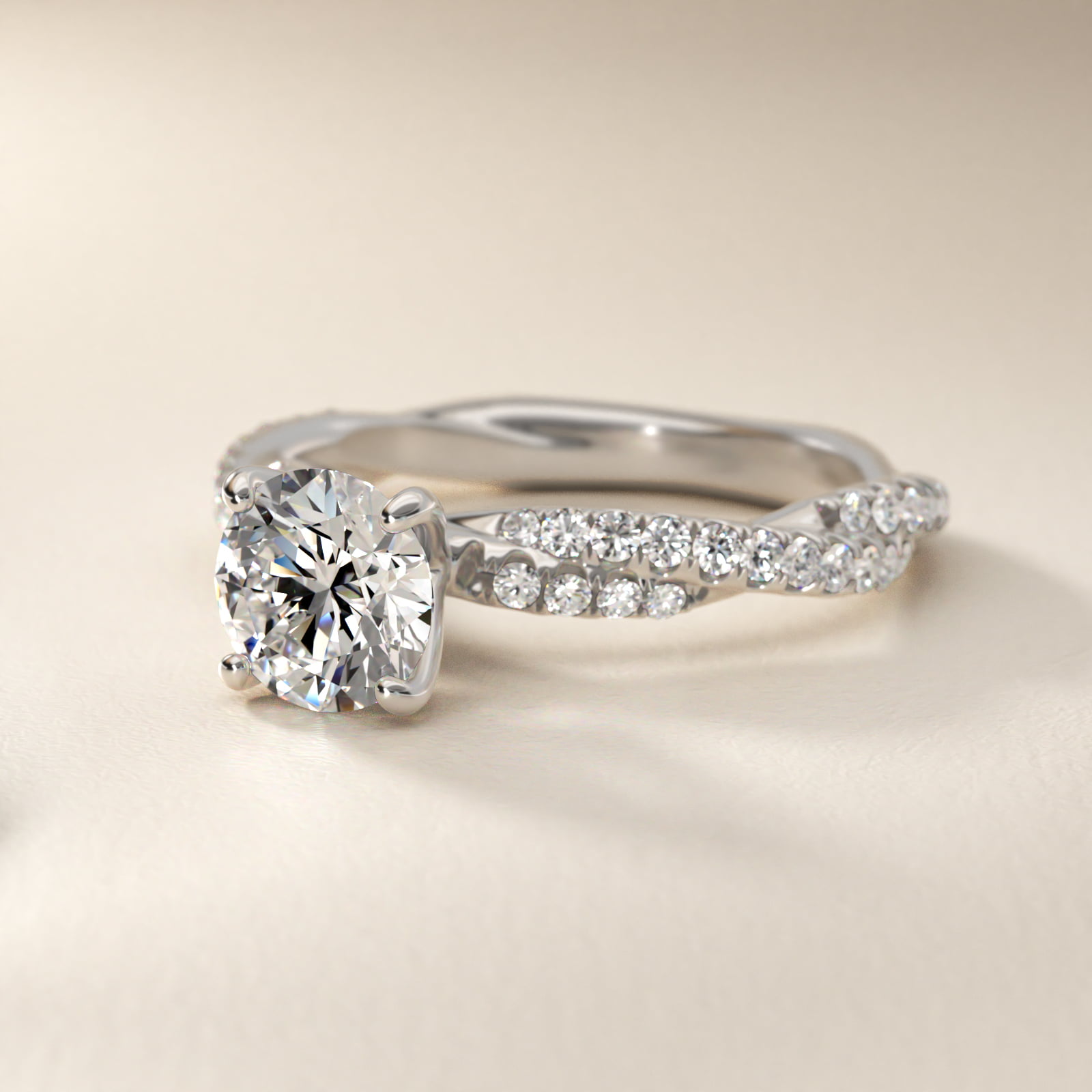 Pavé Twist Diamond Engagement Ring In 18K White Gold By James Allen