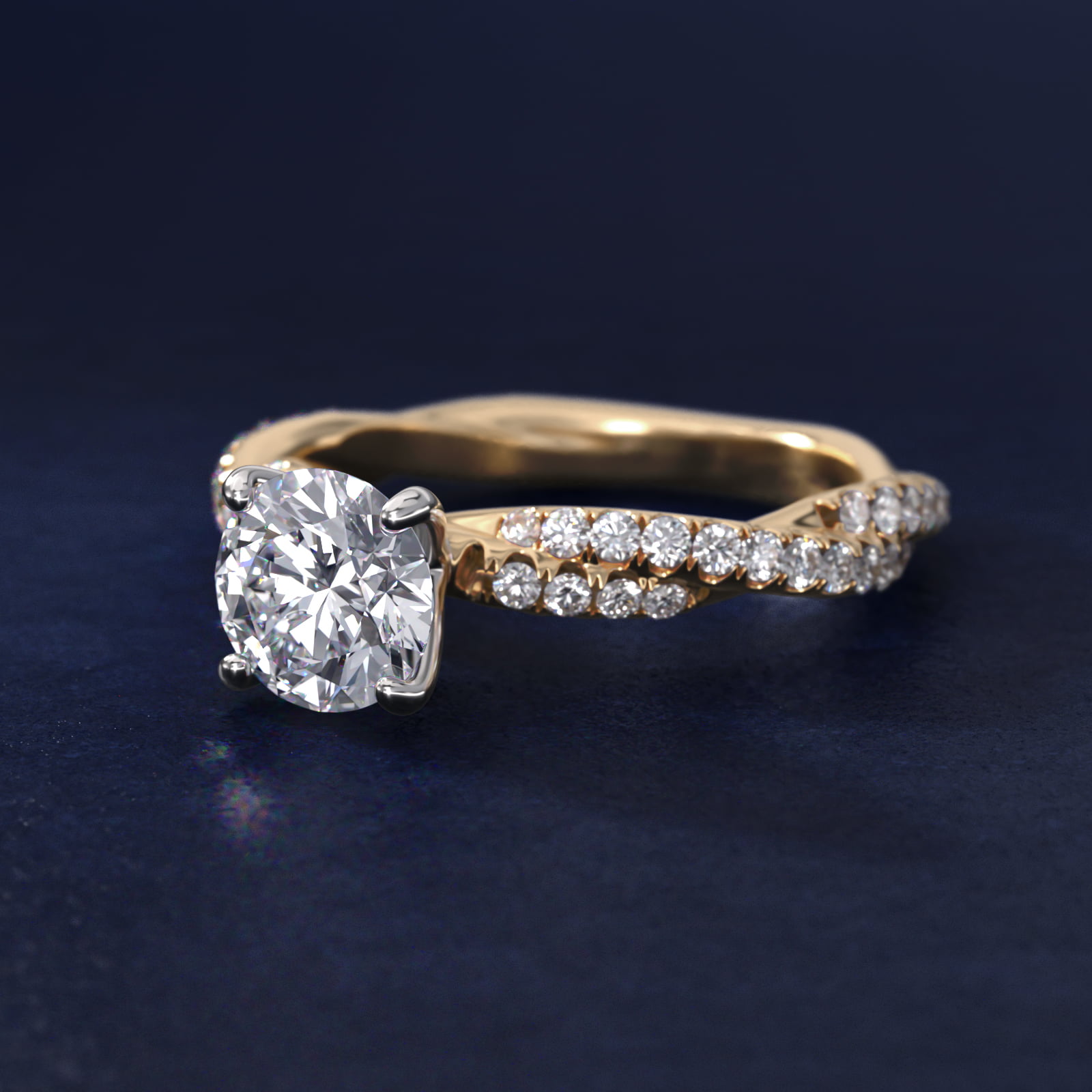 Pavé Twist Diamond Engagement Ring In 18K Yellow Gold By James Allen