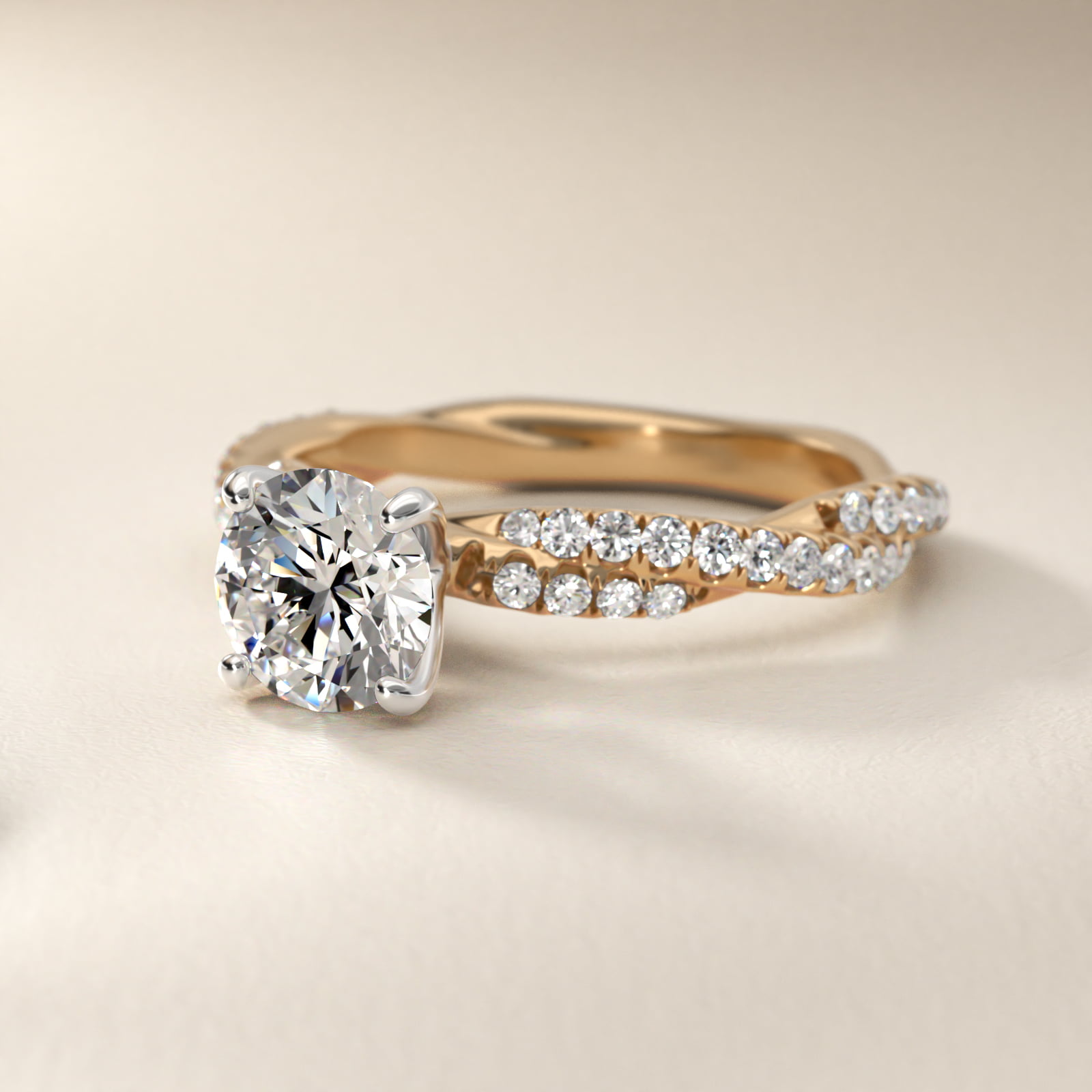 Pavé Twist Diamond Engagement Ring In 14K Yellow Gold By James Allen