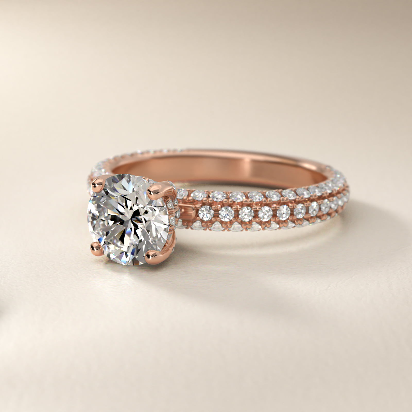 Trio MicroPavé Diamond Engagement Ring In 14K Rose Gold By James Allen