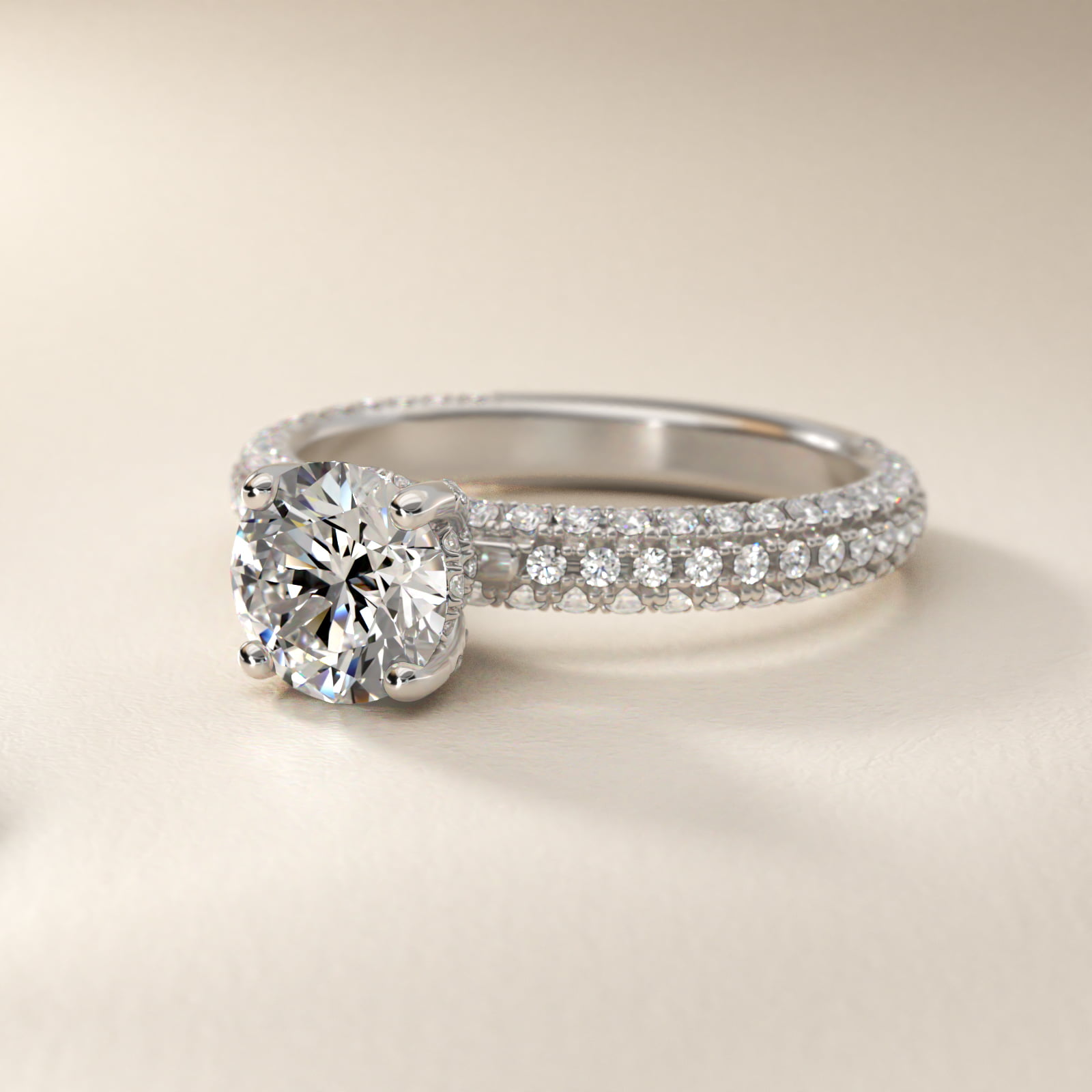 Trio MicroPavé Diamond Engagement Ring In Platinum By James Allen
