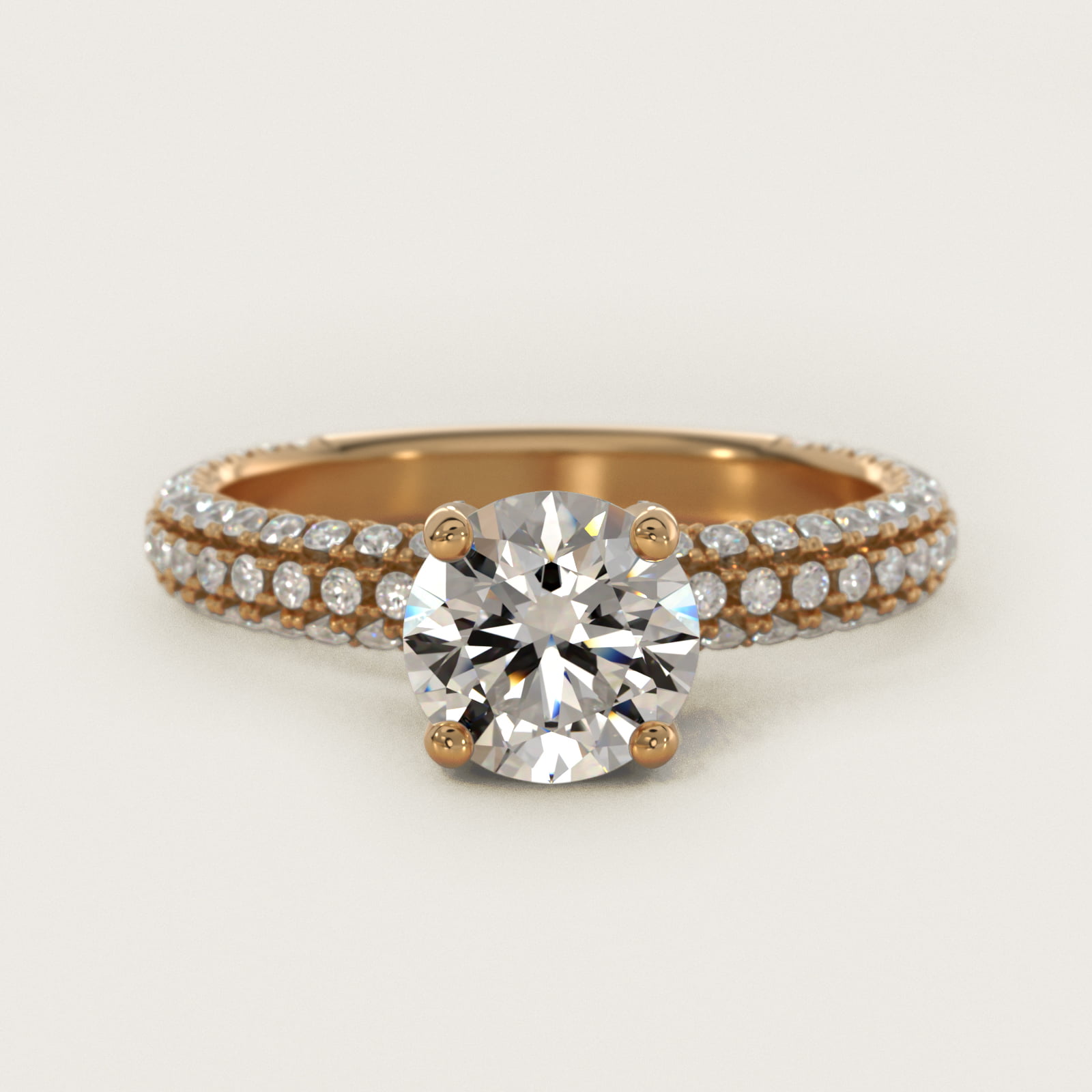Trio MicroPavé Diamond Engagement Ring In 18K Yellow Gold By James Allen