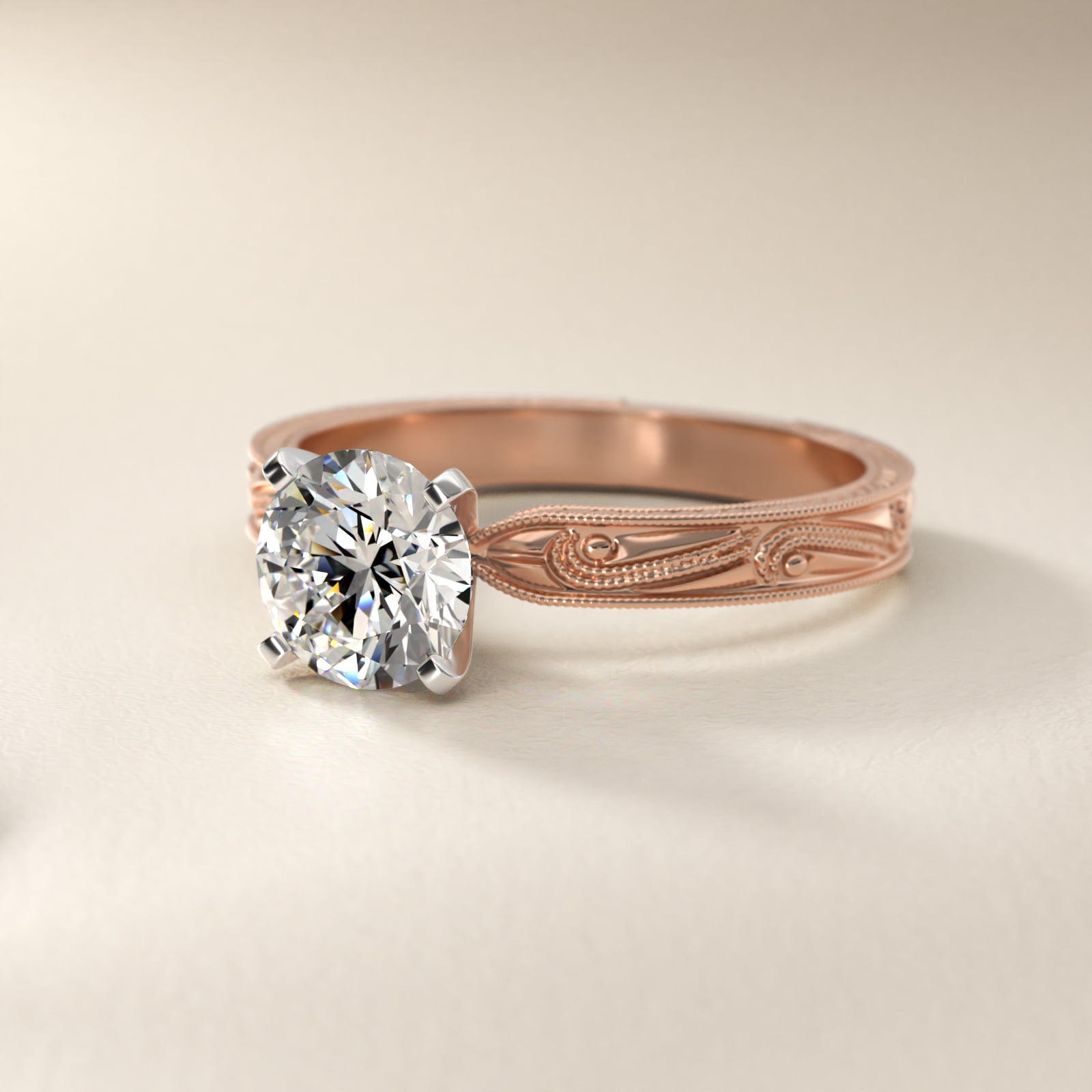 Engraved Solitaire Engagement Ring In 14K Rose Gold By James Allen