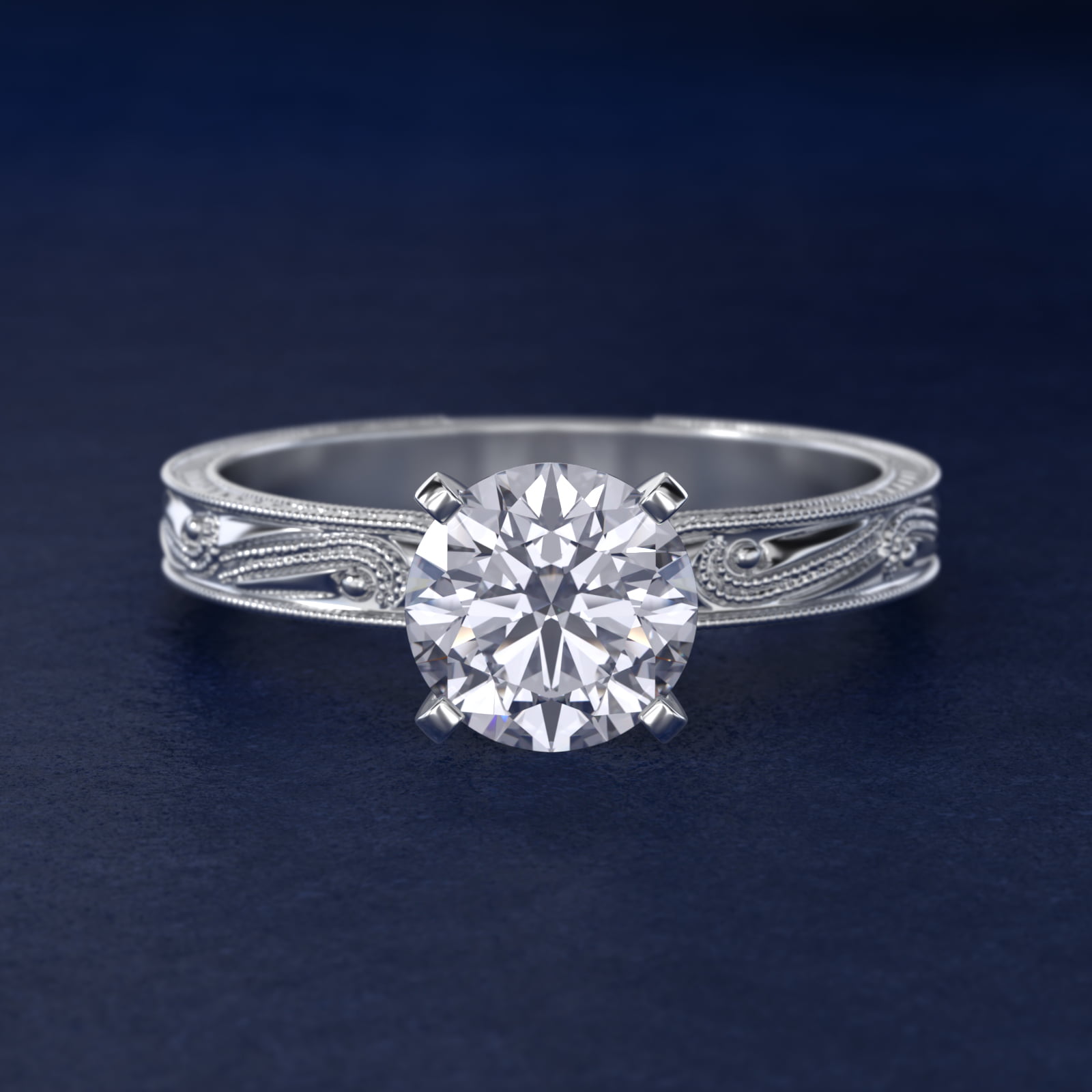 Engraved Solitaire Engagement Ring In 14K White Gold By James Allen