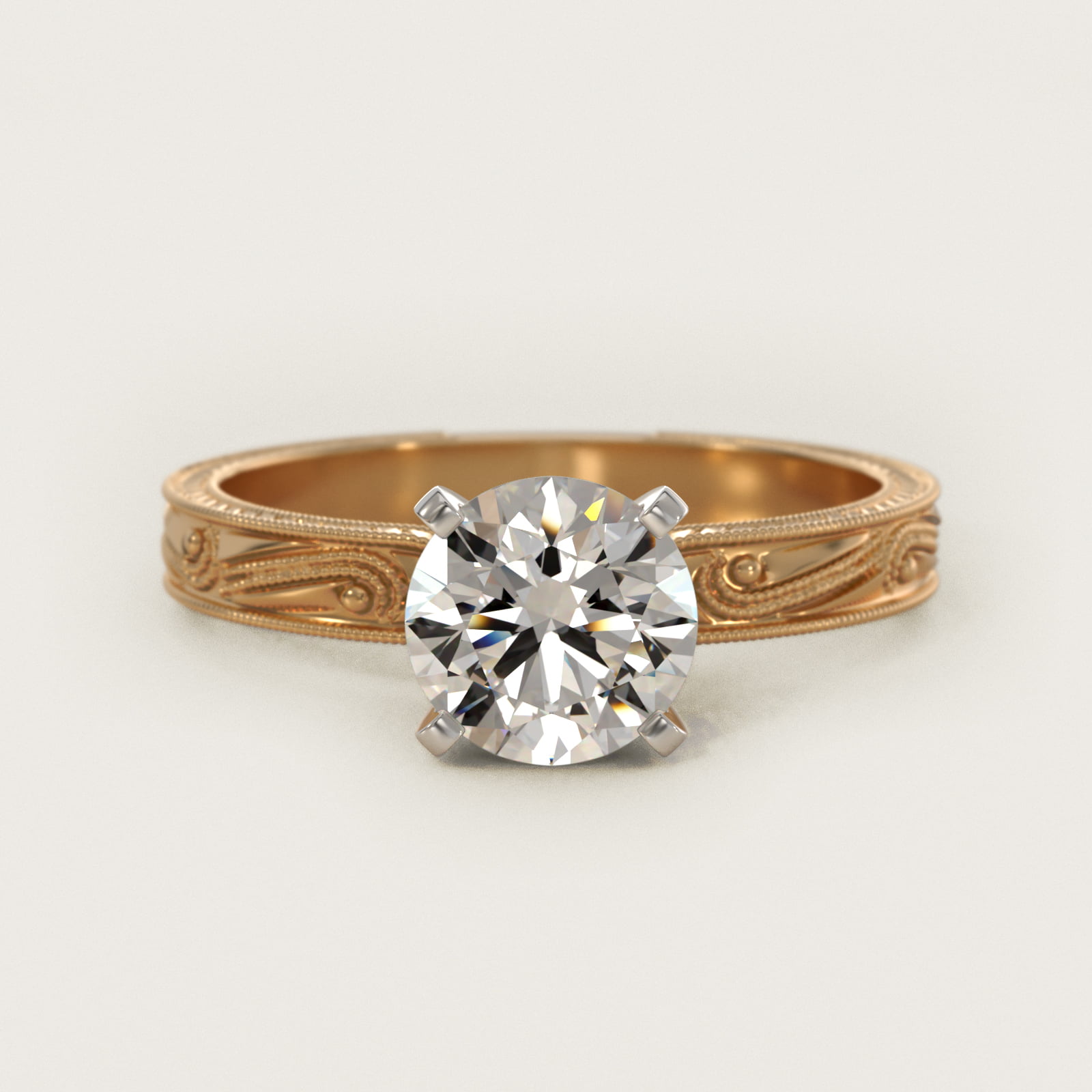 Engraved Solitaire Engagement Ring In 18K Yellow Gold By James Allen