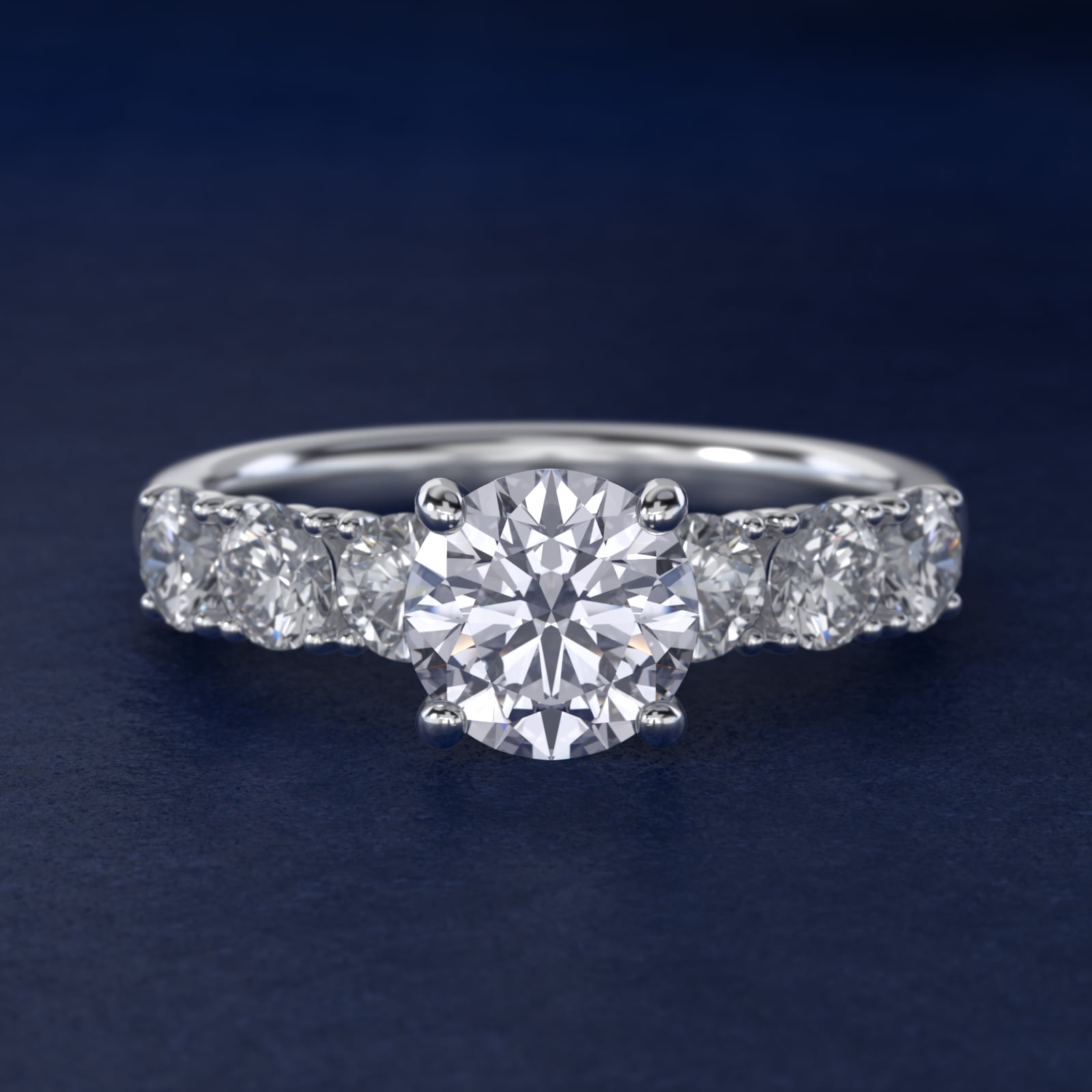 Prong Set Side Stone Diamond Engagement Ring In 18K White Gold By James Allen