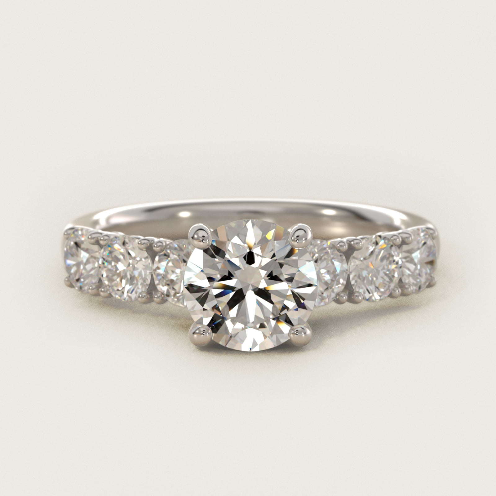 Prong Set Side Stone Diamond Engagement Ring In 14K White Gold By James Allen
