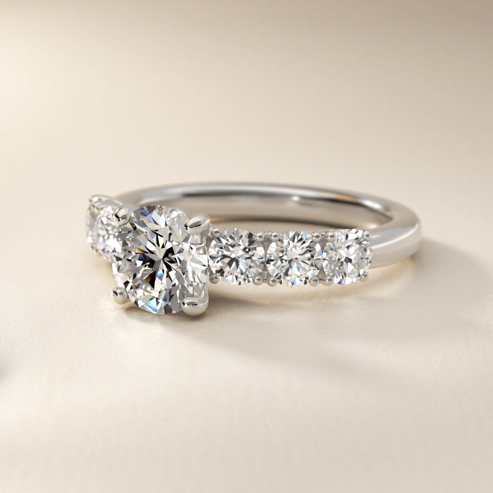Prong Set Side Stone Diamond Engagement Ring In Platinum By James Allen