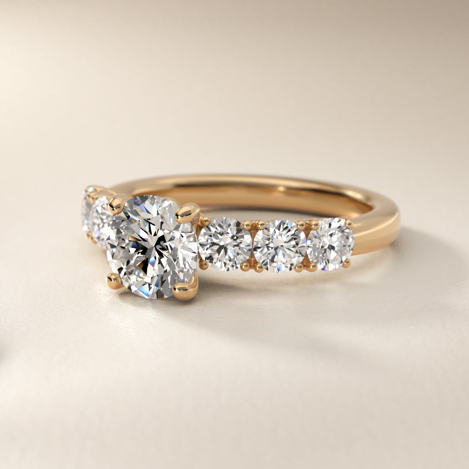 Prong Set Side Stone Diamond Engagement Ring In 14K Yellow Gold By James Allen
