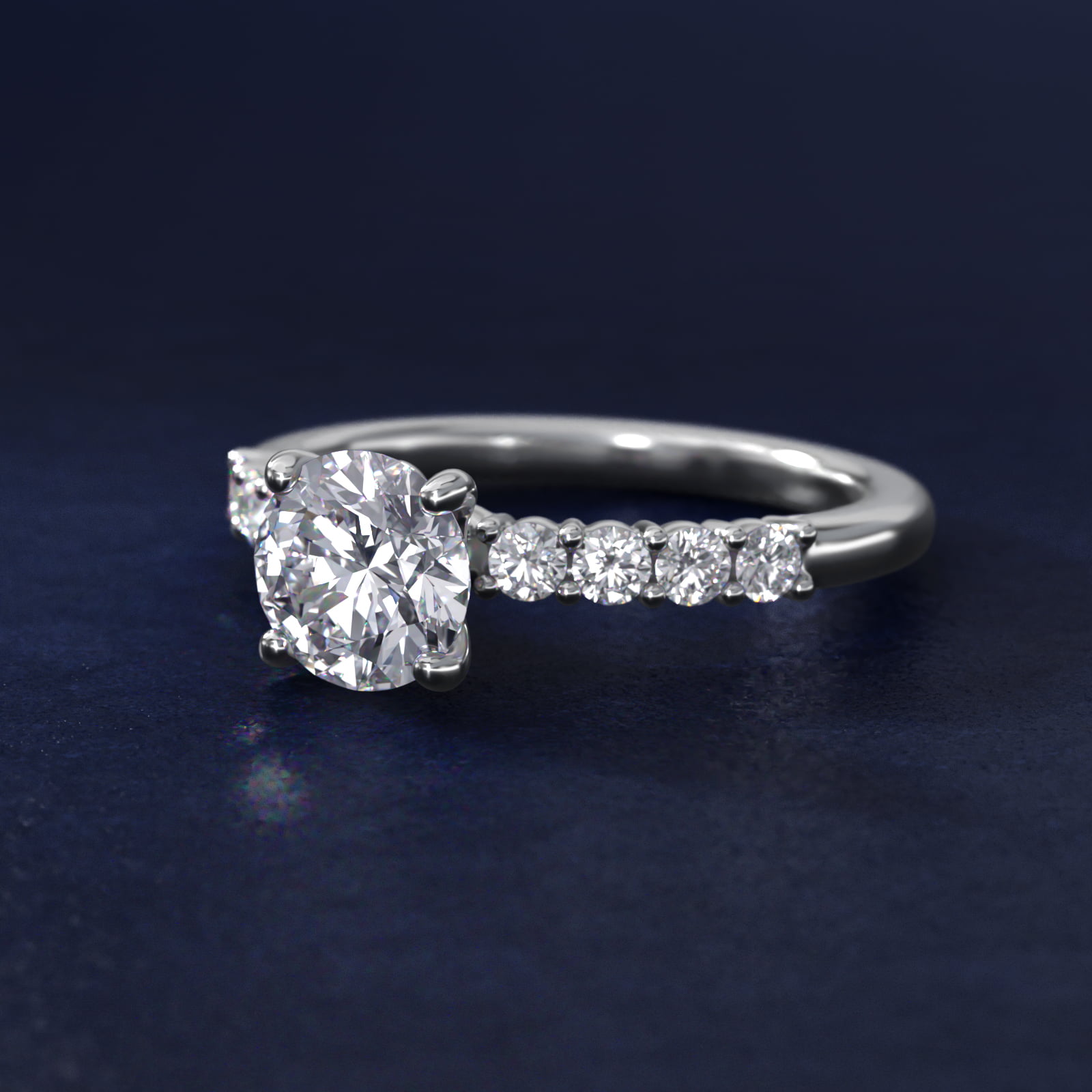 Prong Set Side Stone Diamond Engagement Ring In 14K White Gold By James Allen